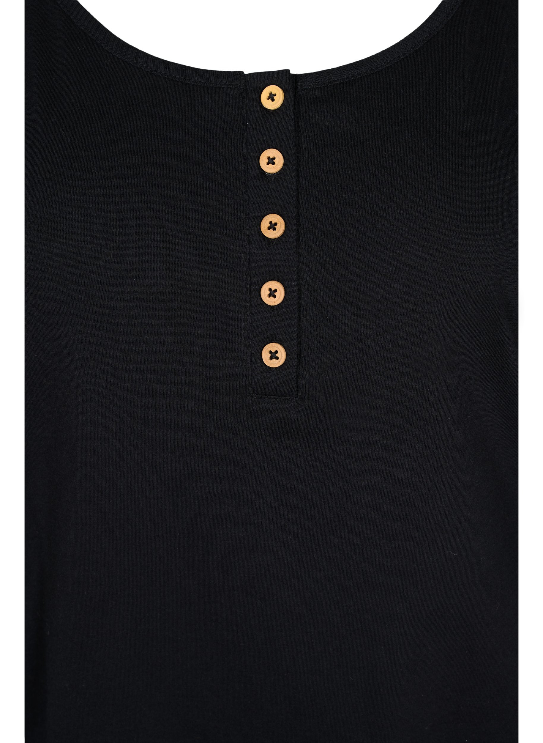 Einfarbiges Baumwolltop mit elastischem Bündchen, Black, Packshot image number 2