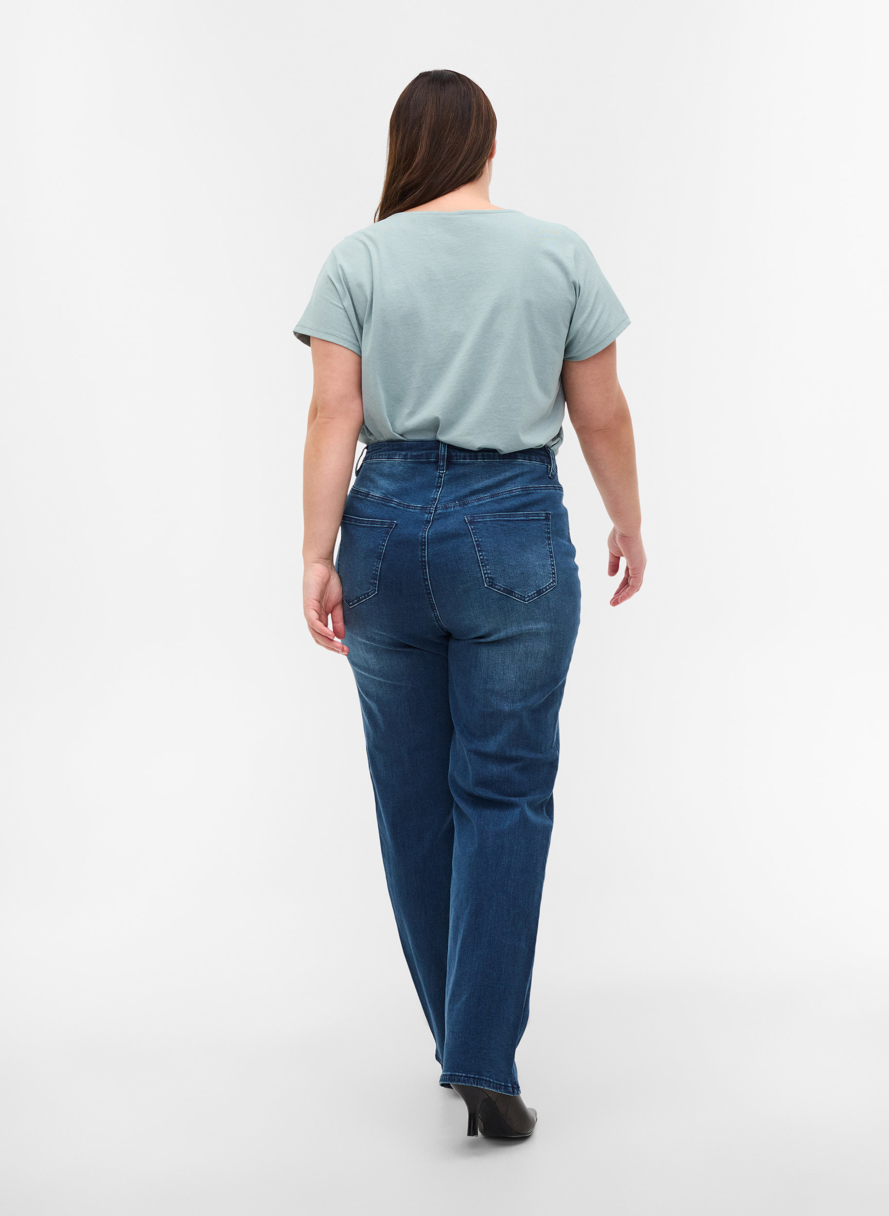 Jeans mit extra hoher Taille, Blue denim, Model image number 1