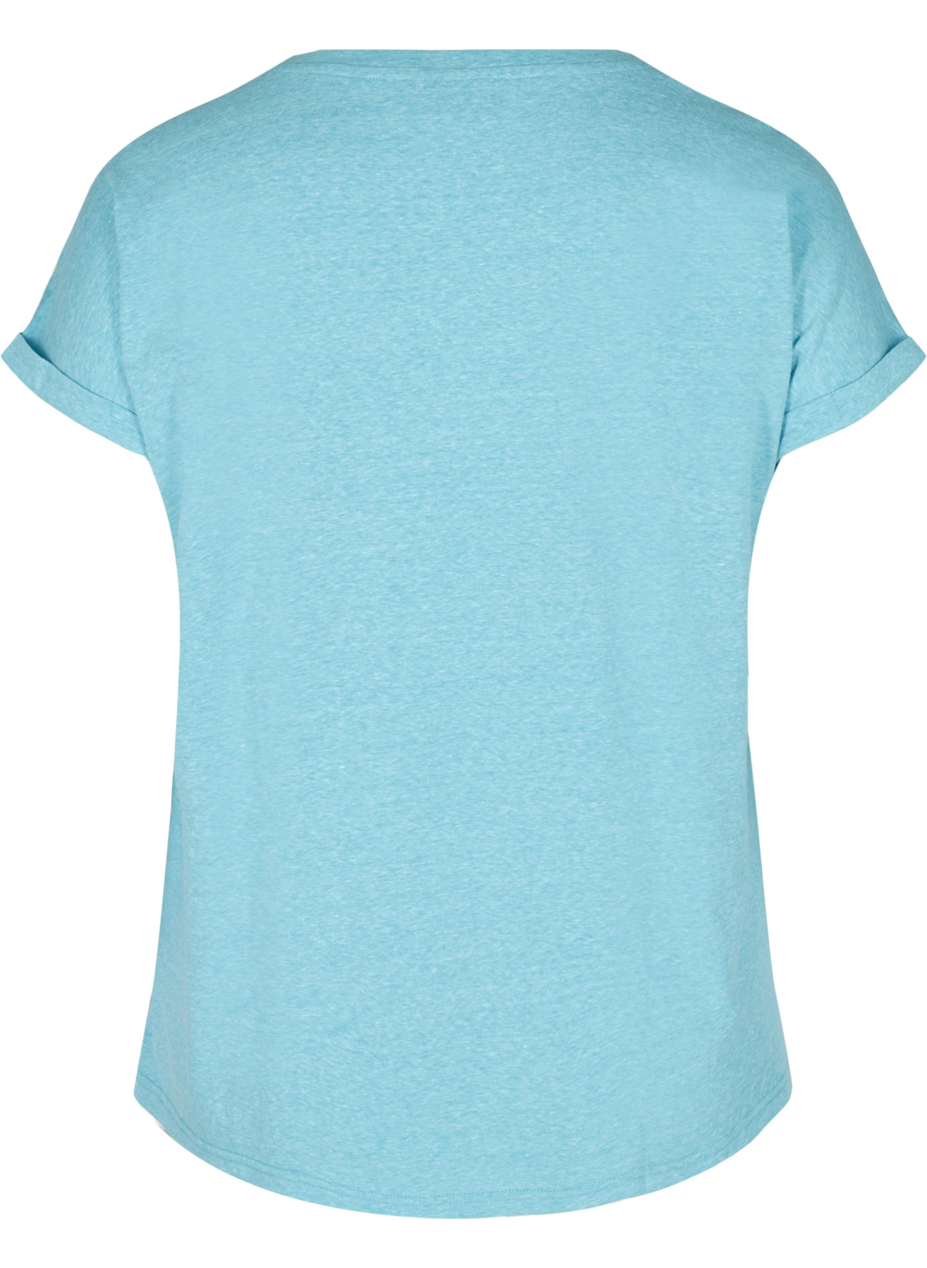 Meliertes T-Shirt aus Baumwolle, River Blue Melange, Packshot image number 1