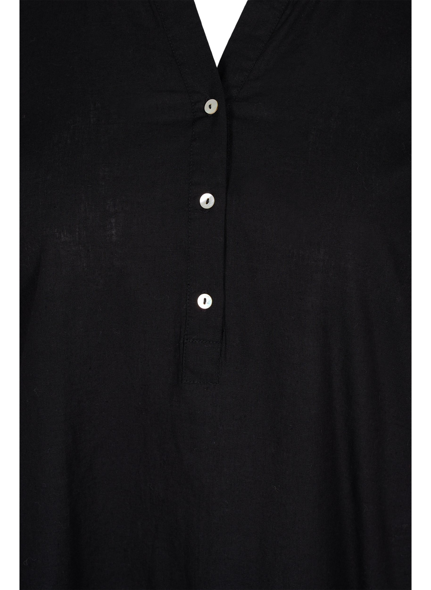 Langes kurzärmeliges Hemdkleid, Black, Packshot image number 2