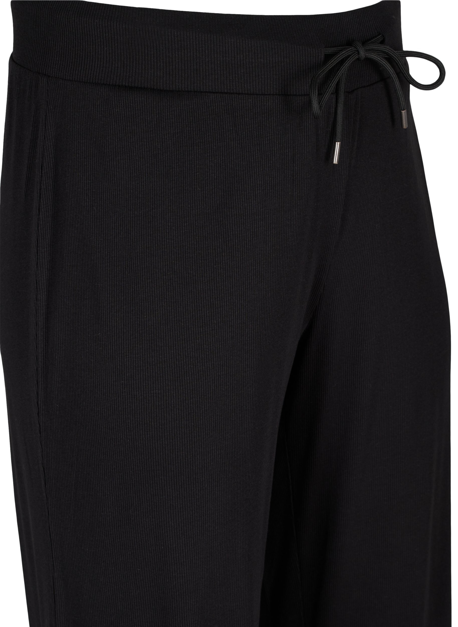 Lockere Hose aus Baumwollmischung, Black, Packshot image number 2
