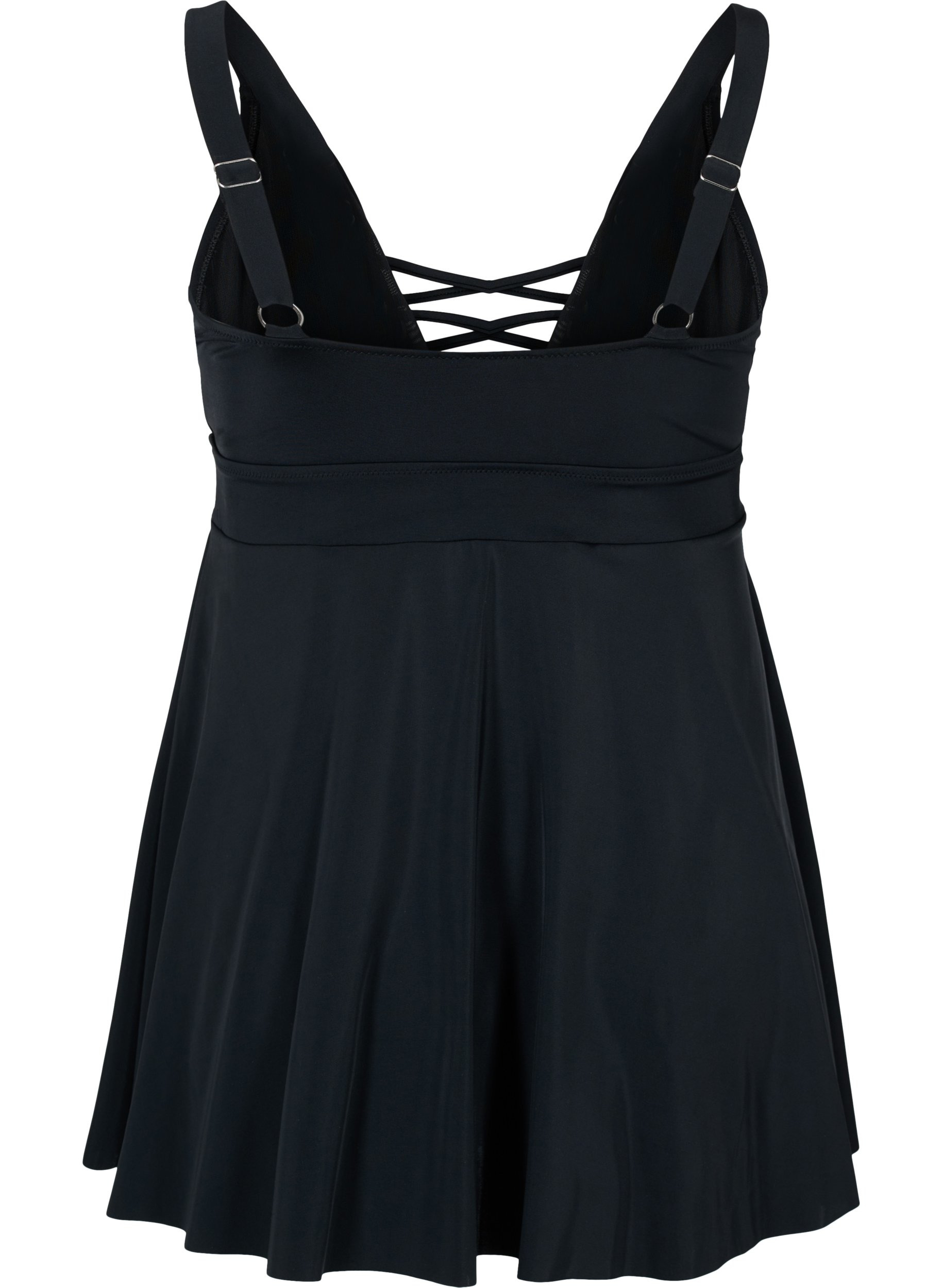 Badekleid mit Schnurdetails, Black, Packshot image number 1