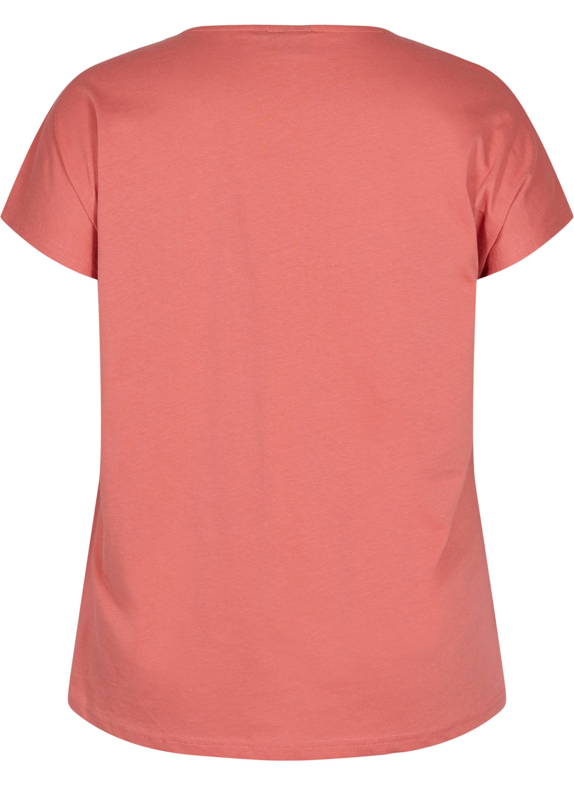 T-Shirt aus Baumwolle mit Printdetails, Faded RoseMel feath, Packshot image number 1