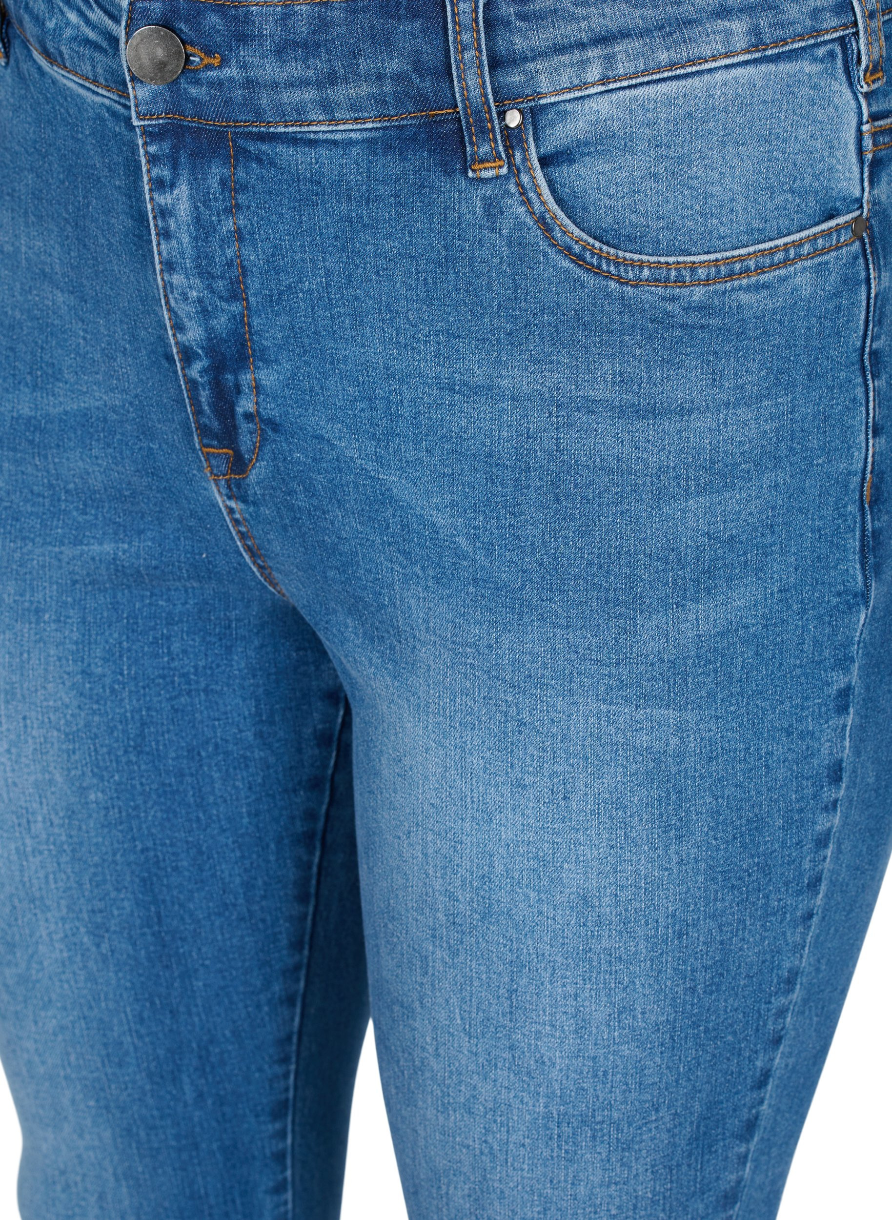Super Slim Amy Jeans mit Schleife und Reißverschluss, Dark blue, Packshot image number 2