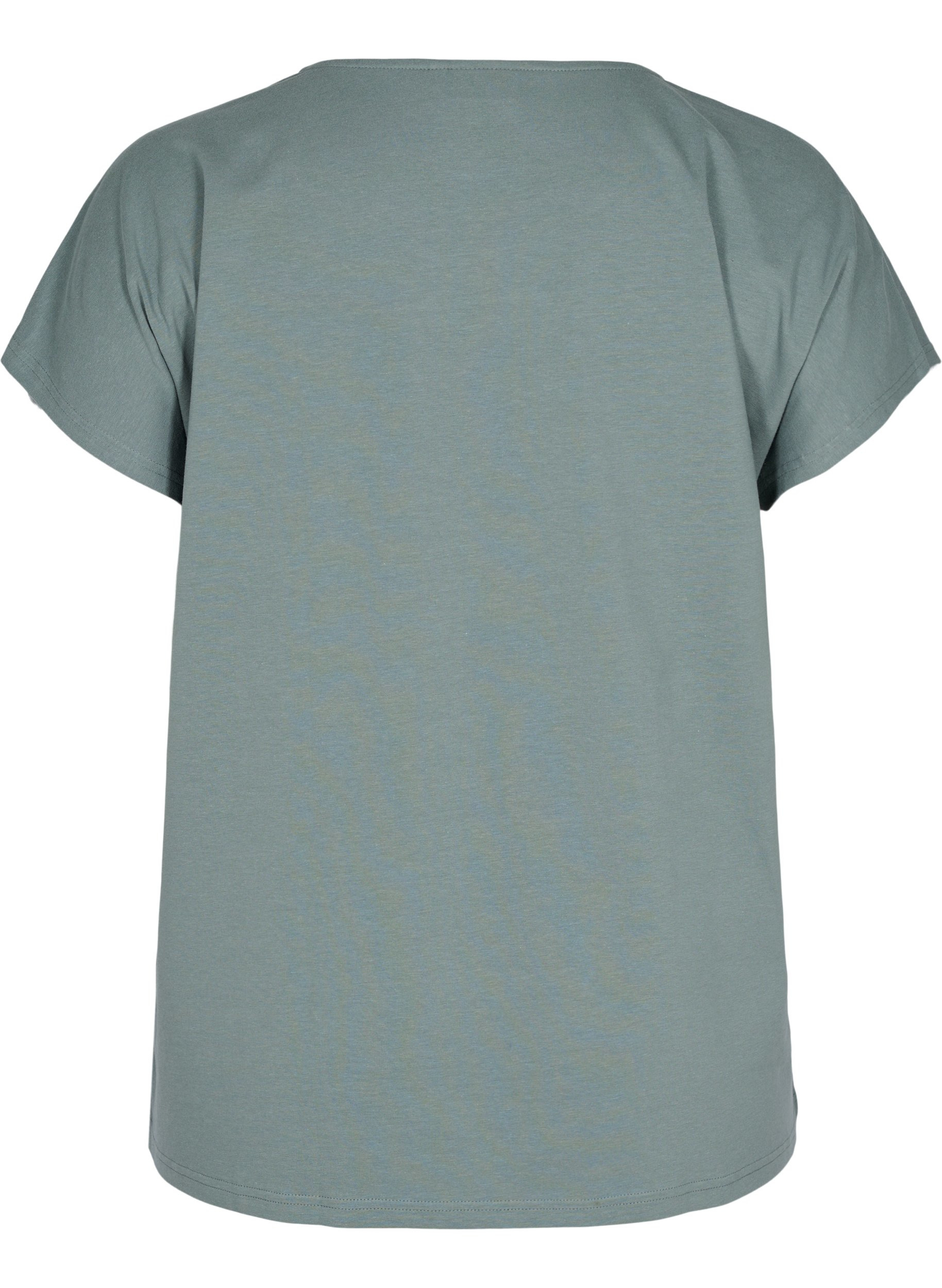 T-Shirt aus Baumwolle mit kurzen Ärmeln, Balsam Green Solid, Packshot image number 1