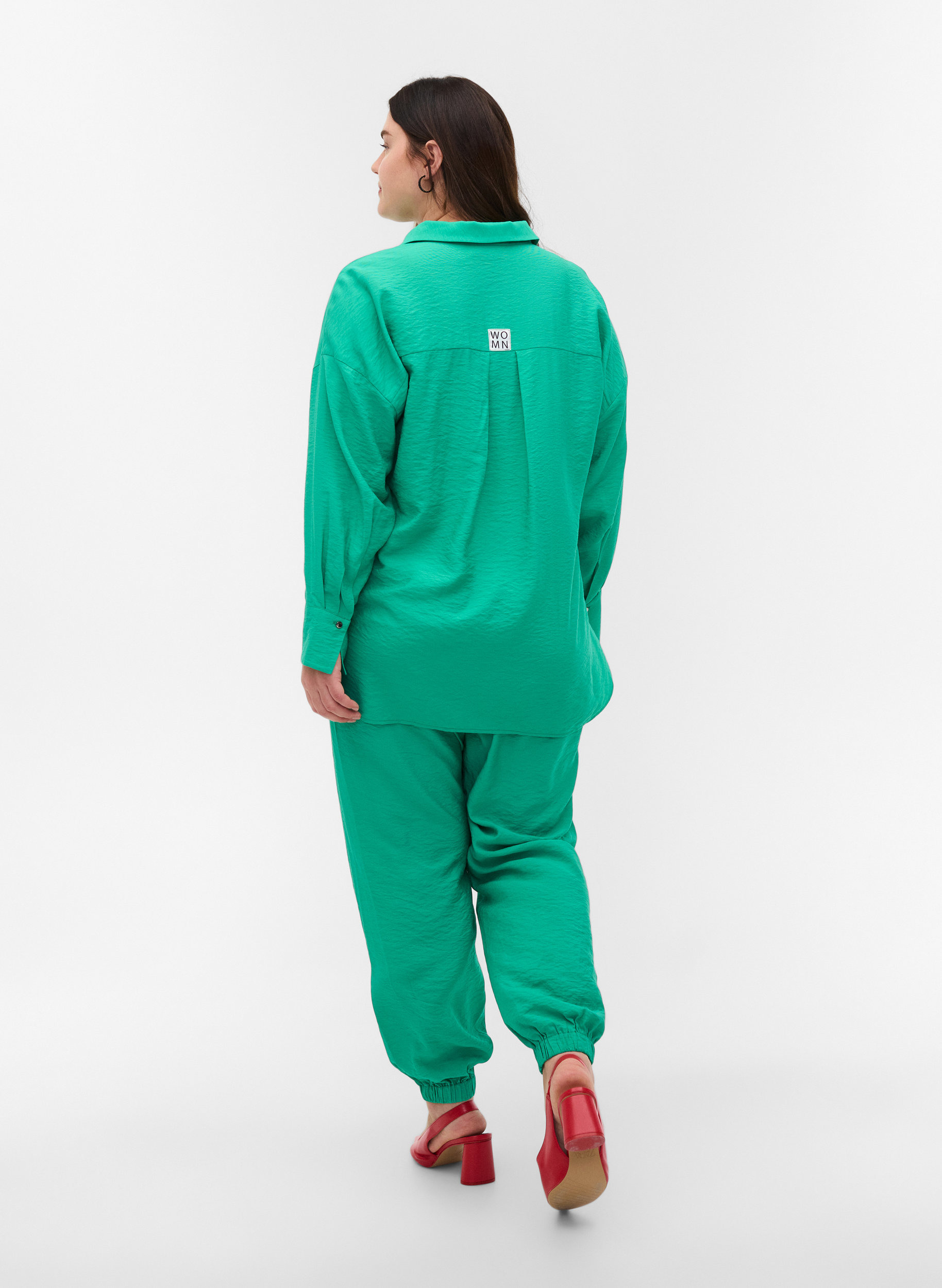 Viskosehose mit Gummibund und Taschen, Mint, Model