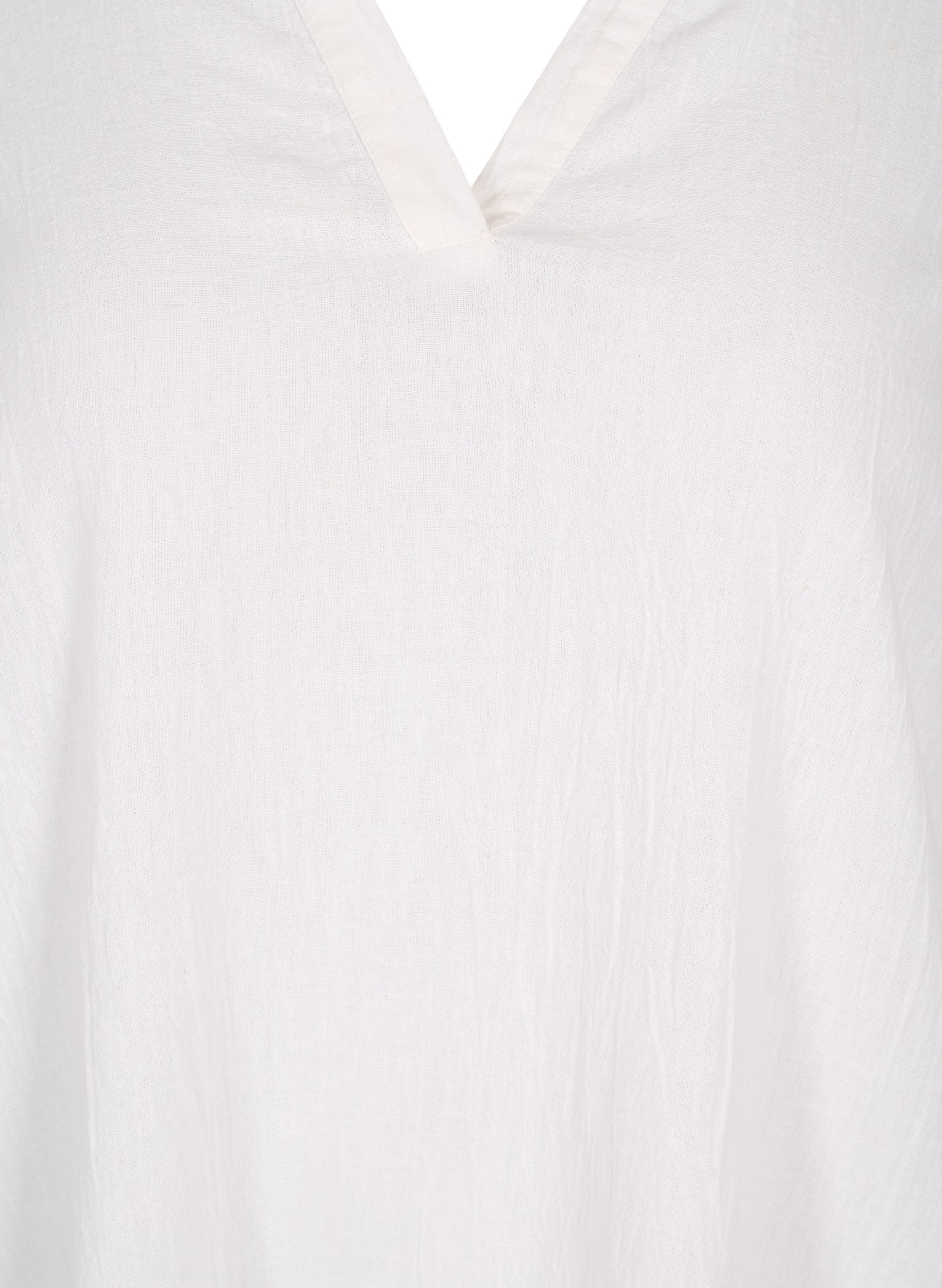Kleid mit V-Ausschnitt und Kragen, White, Packshot image number 2