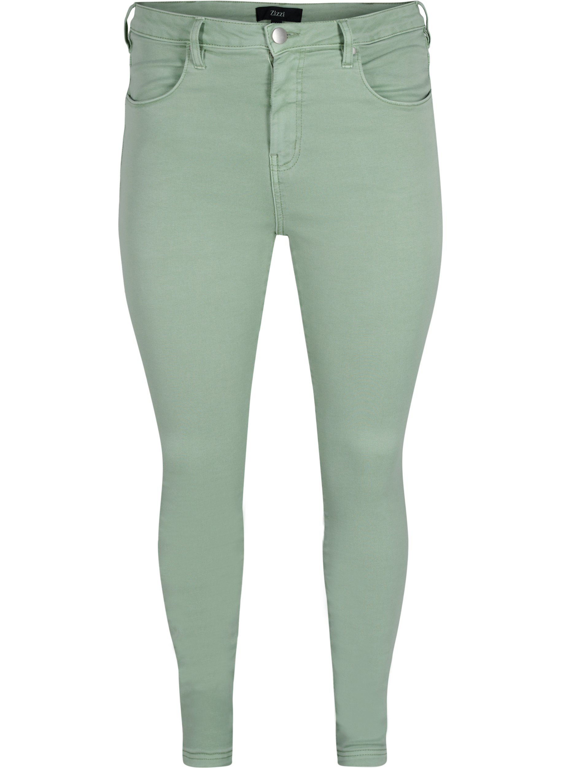 Super Slim Amy Jeans mit hoher Taille, Frosty Green, Packshot