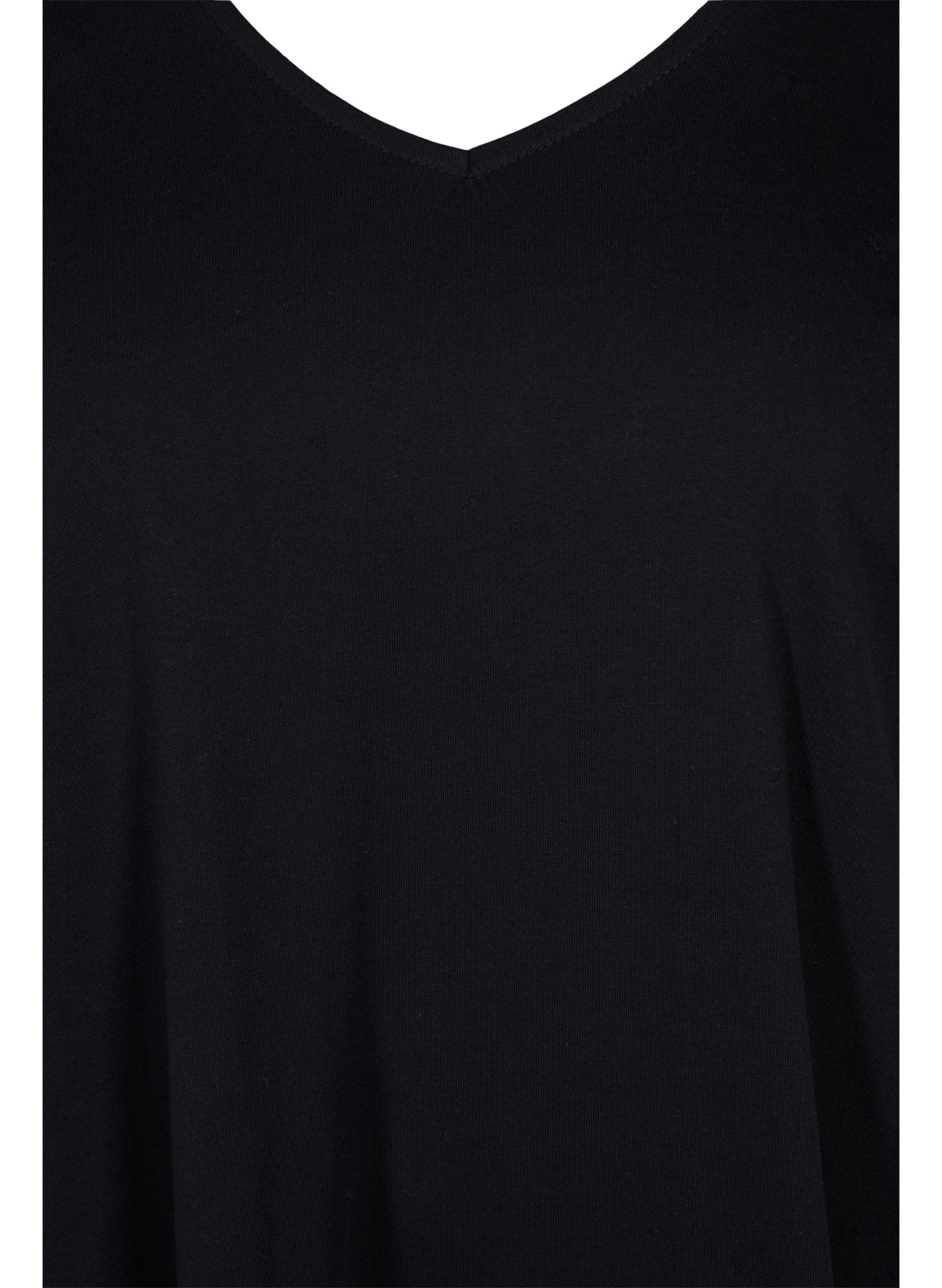 Kurzärmeliges Baumwollkleid mit Blumenprint, Black, Packshot image number 2