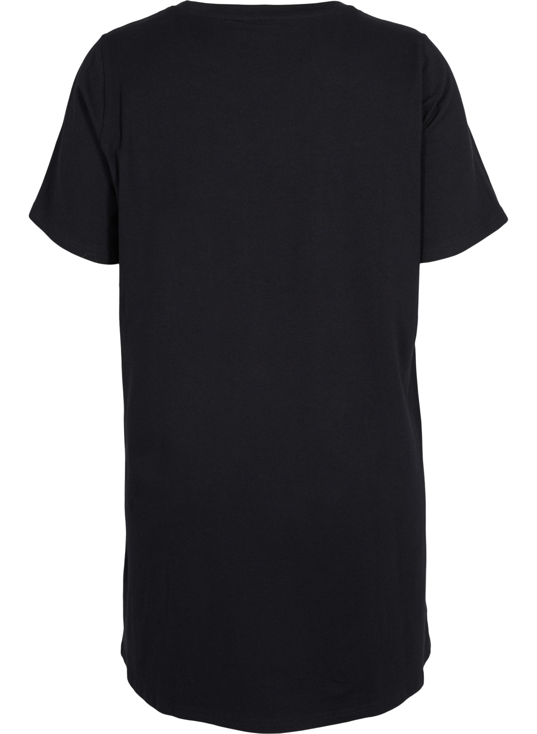 Einfarbiges T-Shirt-Nachthemd aus Baumwolle, Black, Packshot image number 1
