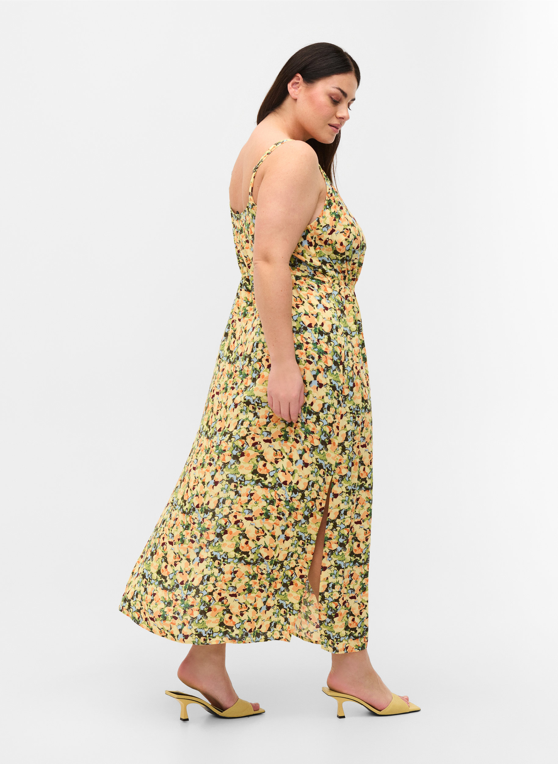 Maxikleid aus Viskose, Yellow Summer AOP, Model