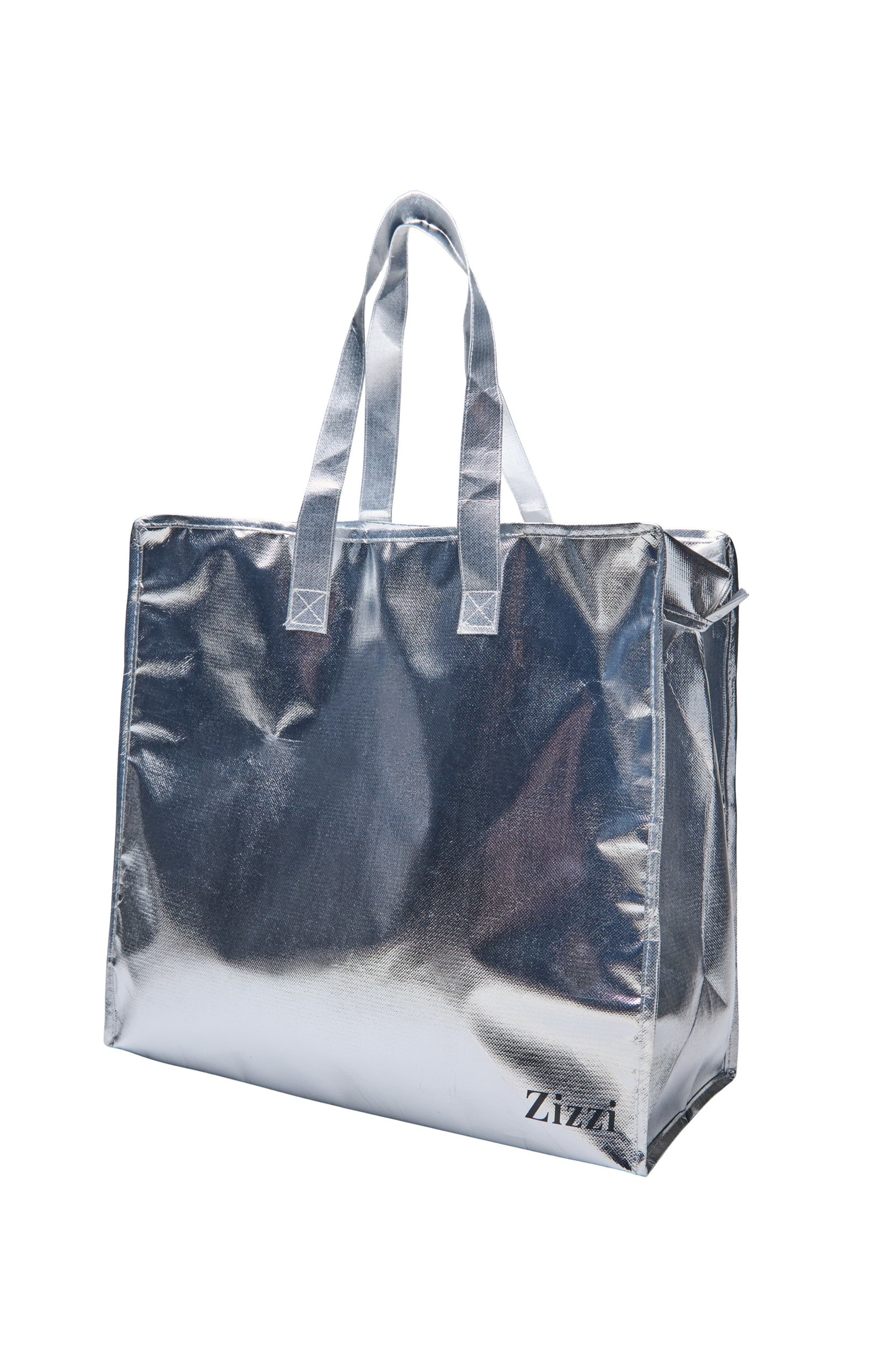 Einkaufstasche mit Reißverschluss, Silver, Packshot image number 1