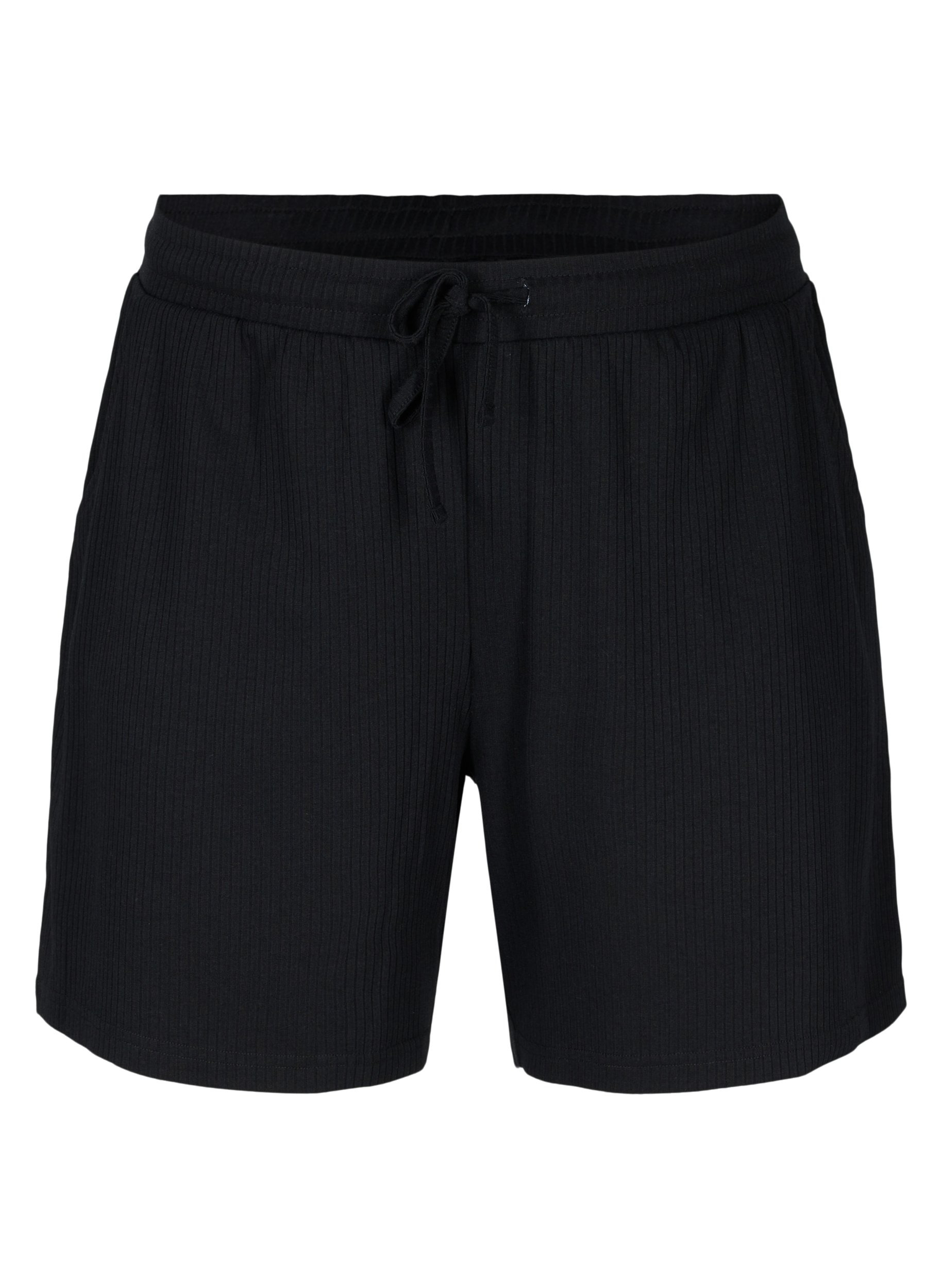 Shorts aus Rippqualität mit Taschen, Black, Packshot image number 0