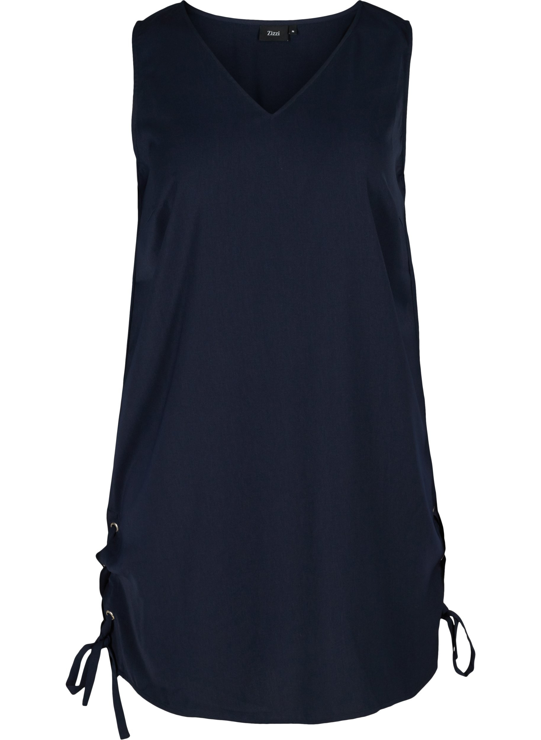 Kleid mit V-Ausschnitt und Schnürdetails, Medieval Blue, Packshot image number 0