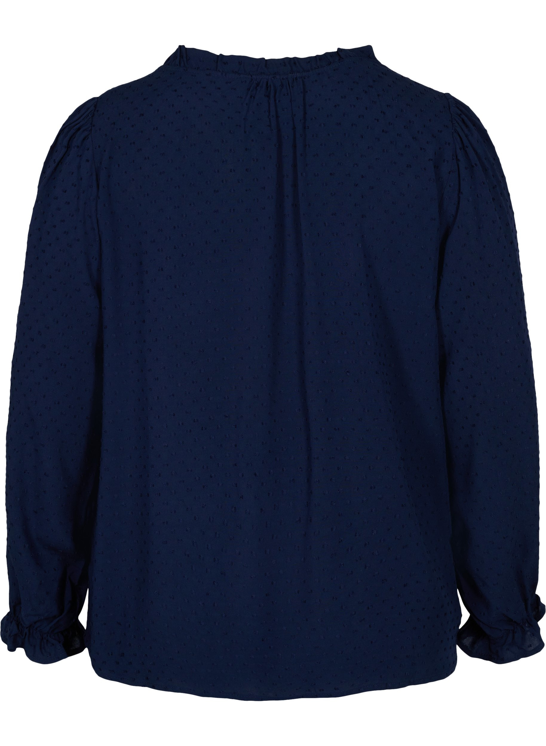 Langärmelige Bluse mit Smock- und Rüschendetails, Navy Blazer, Packshot image number 1