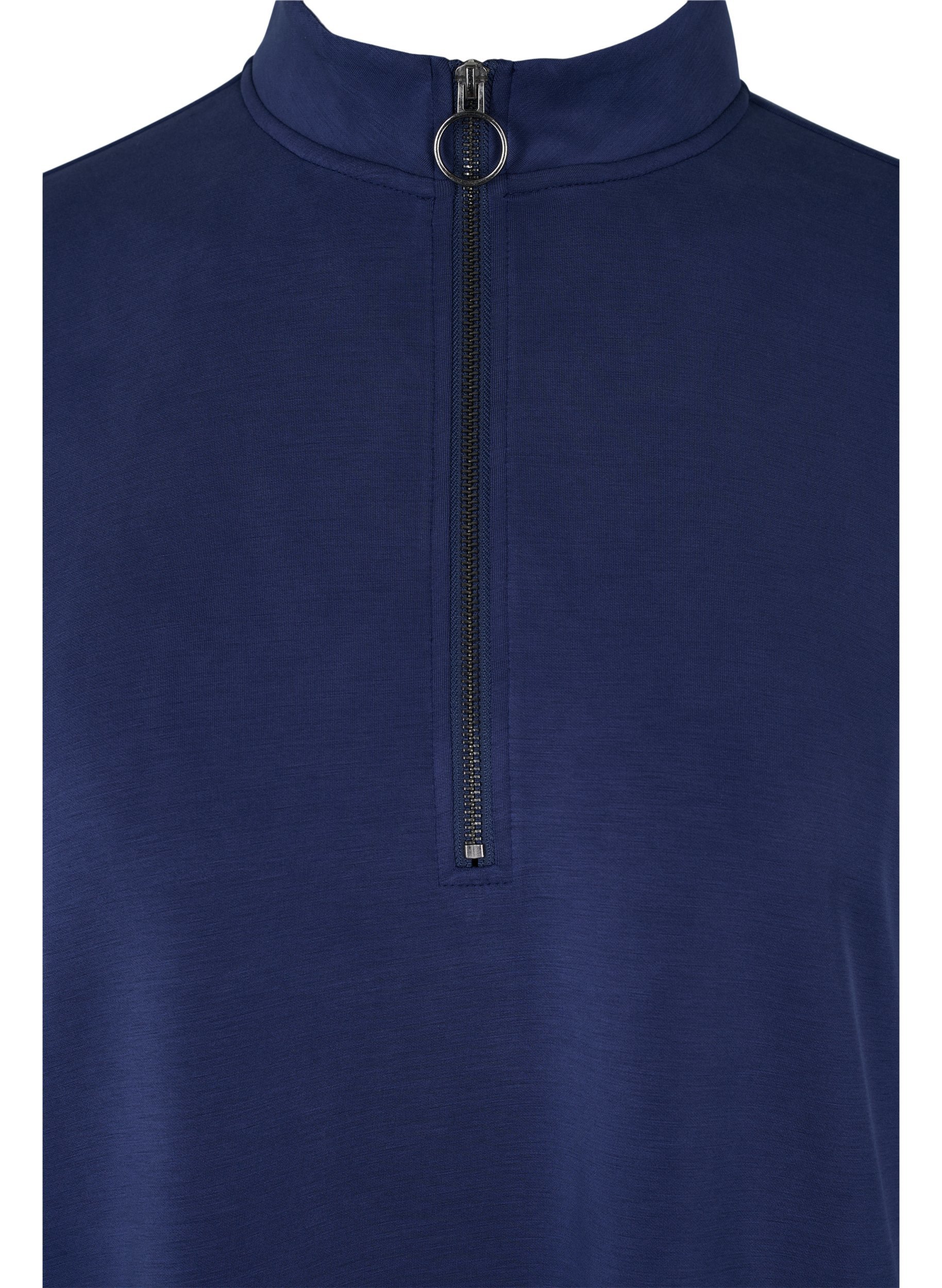 Sweat-Tunika mit erhöhtem Kragen und Reißverschluss-Detail, Medieval Blue, Packshot image number 2