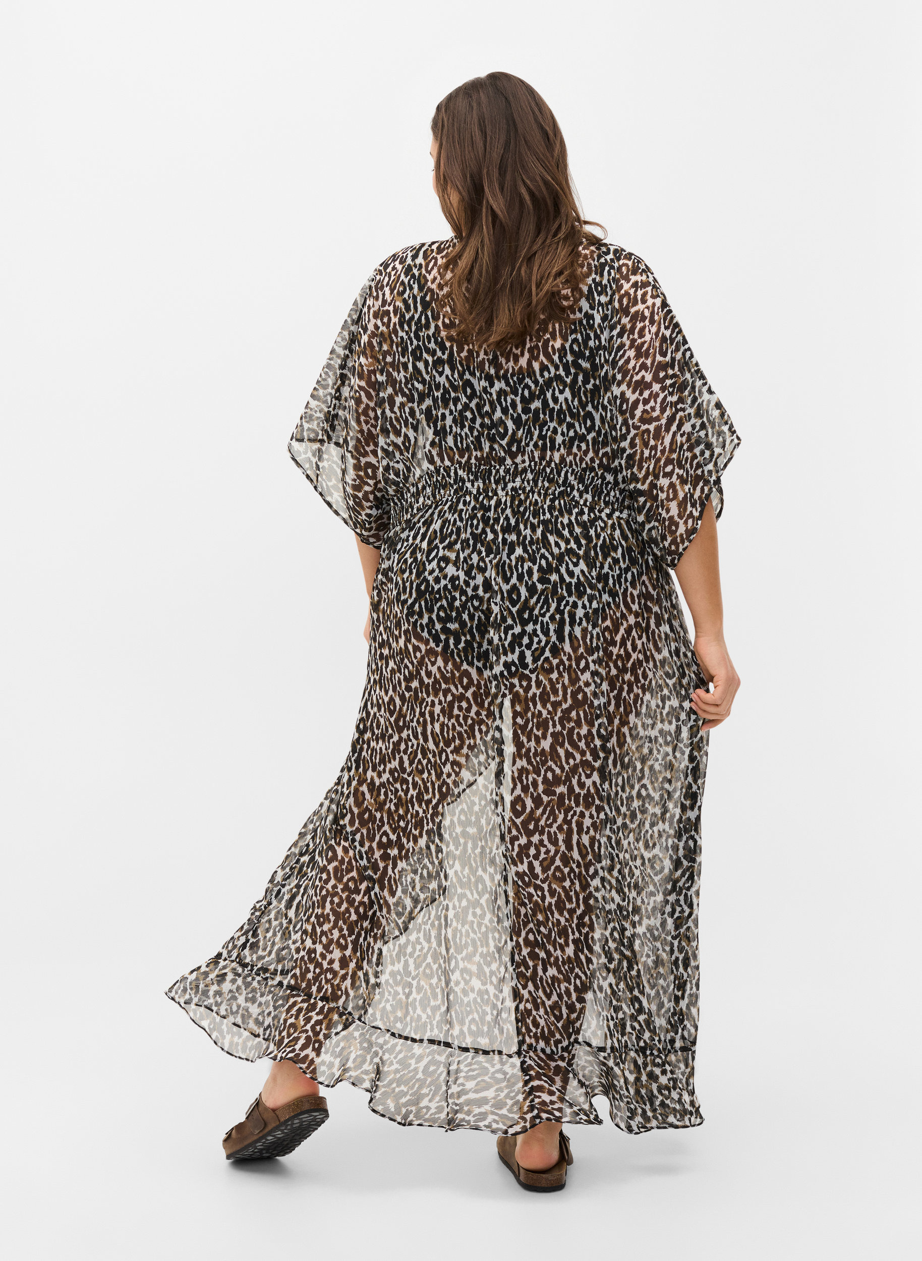 Strand-Kimono mit Print, Leopard Print, Model