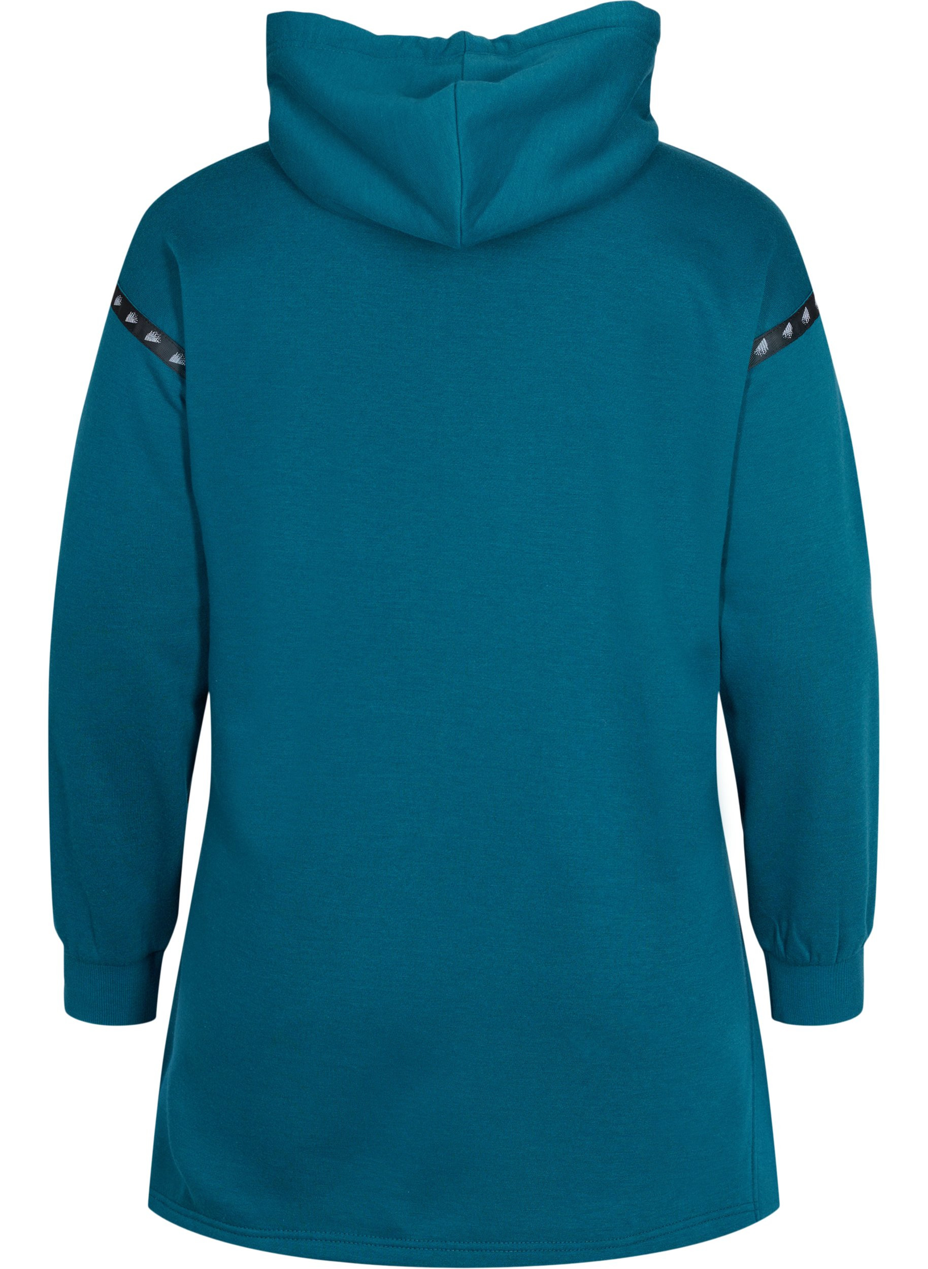 Langes Sweatshirt mit Schlitz und Tasche, Deep Teal, Packshot image number 1