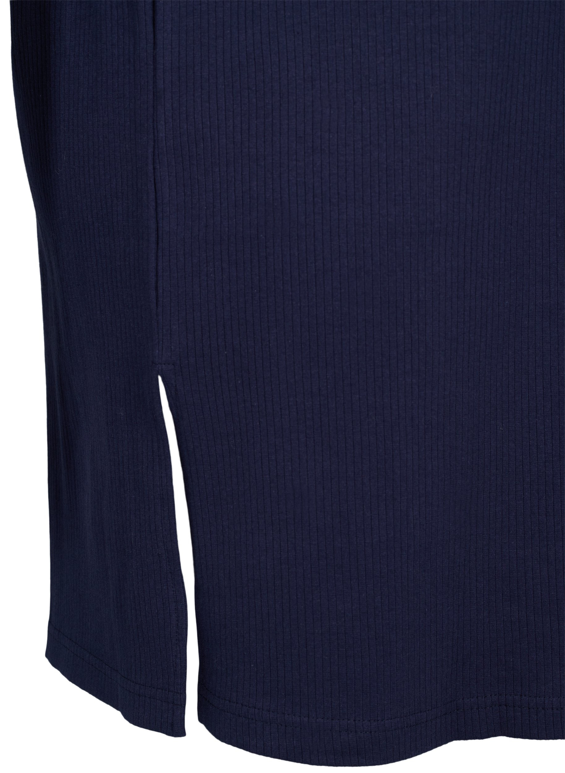Kurzarm Kleid aus Baumwolle mit Rippstruktur, Navy Blazer, Packshot image number 3