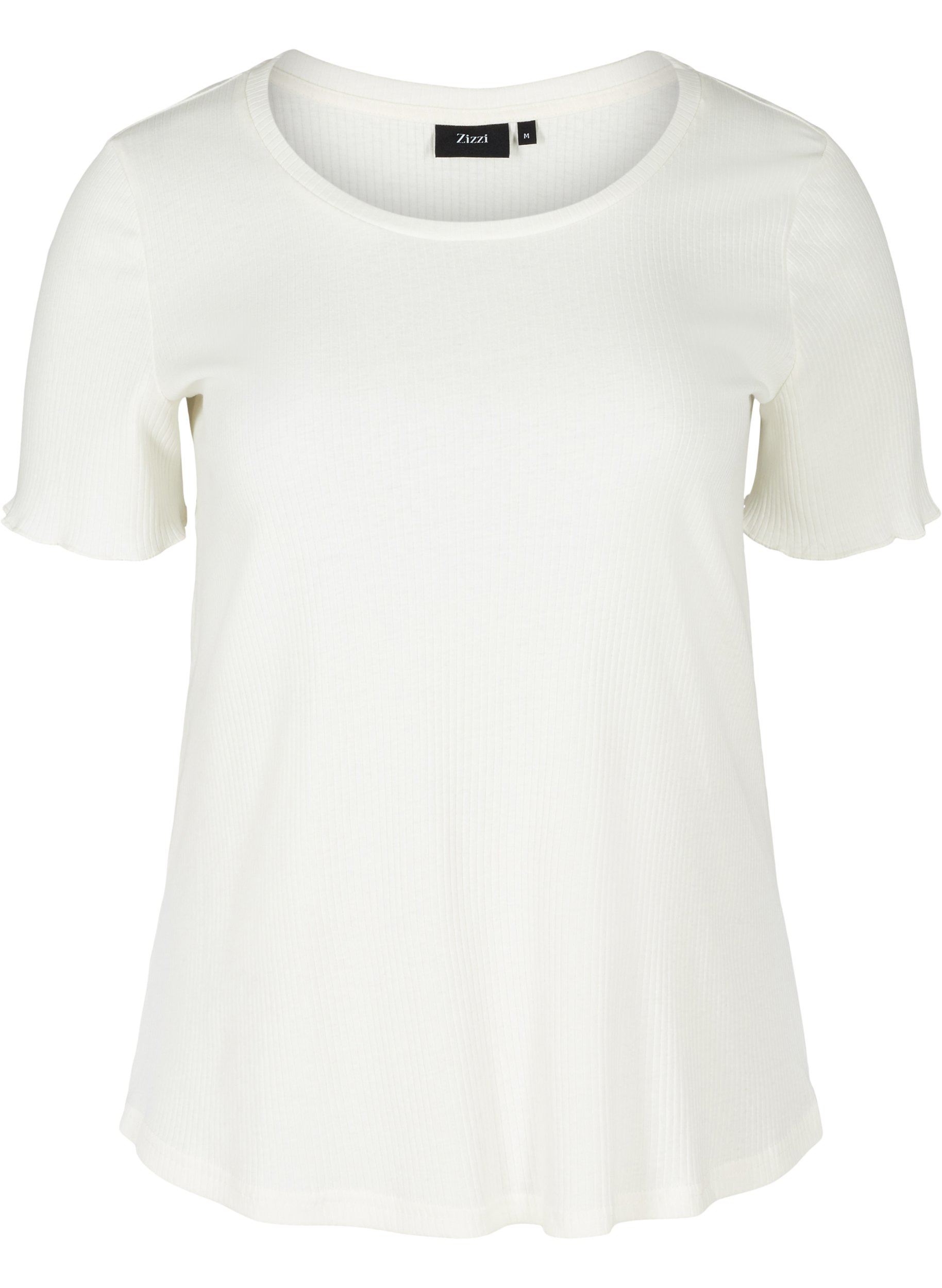 Kurzarm T-Shirt aus Rippqualität, Egret, Packshot image number 0