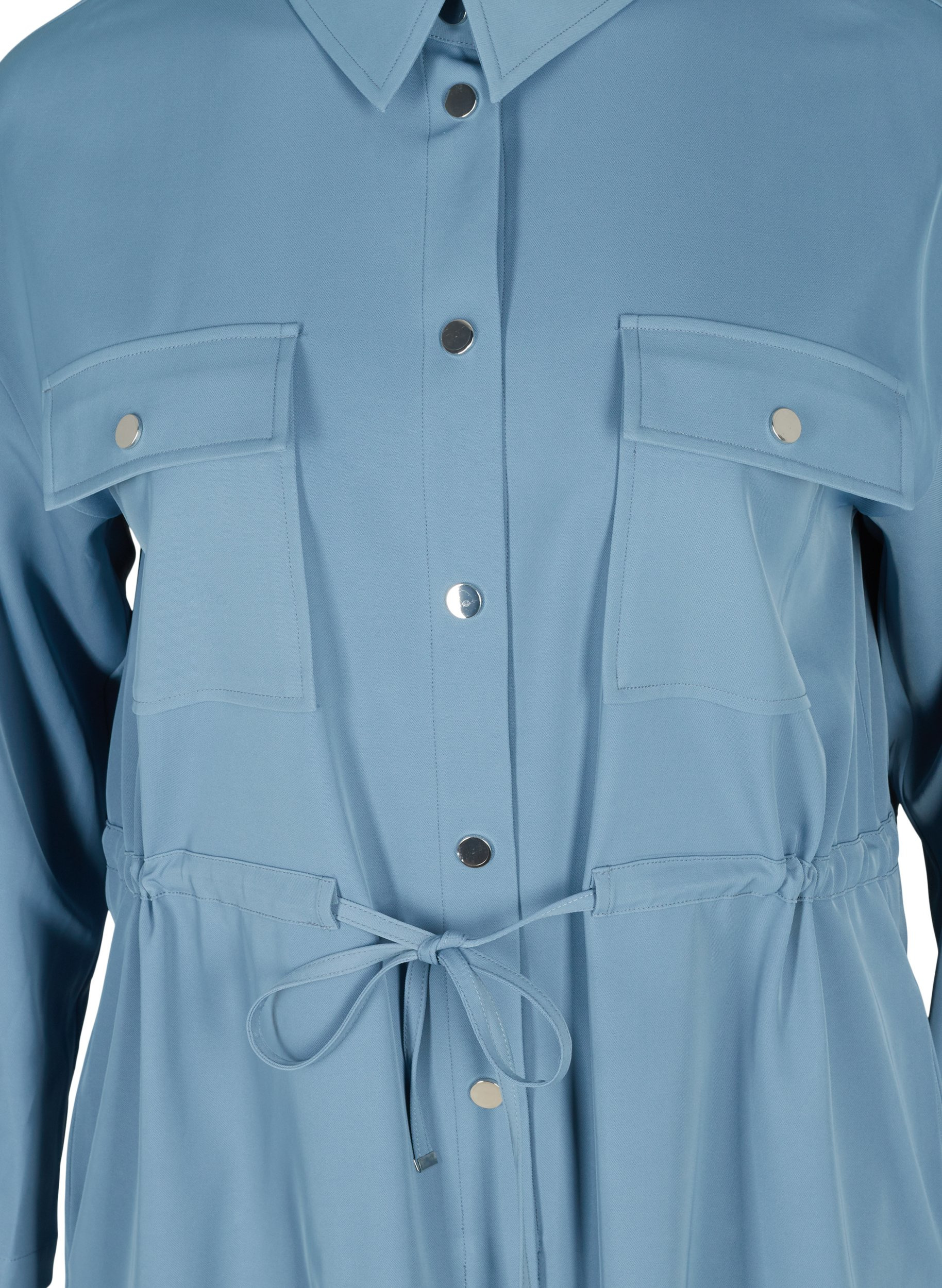 Hemdjacke mit Bindeschnüren und Taschen, Blue Shadow, Packshot image number 2