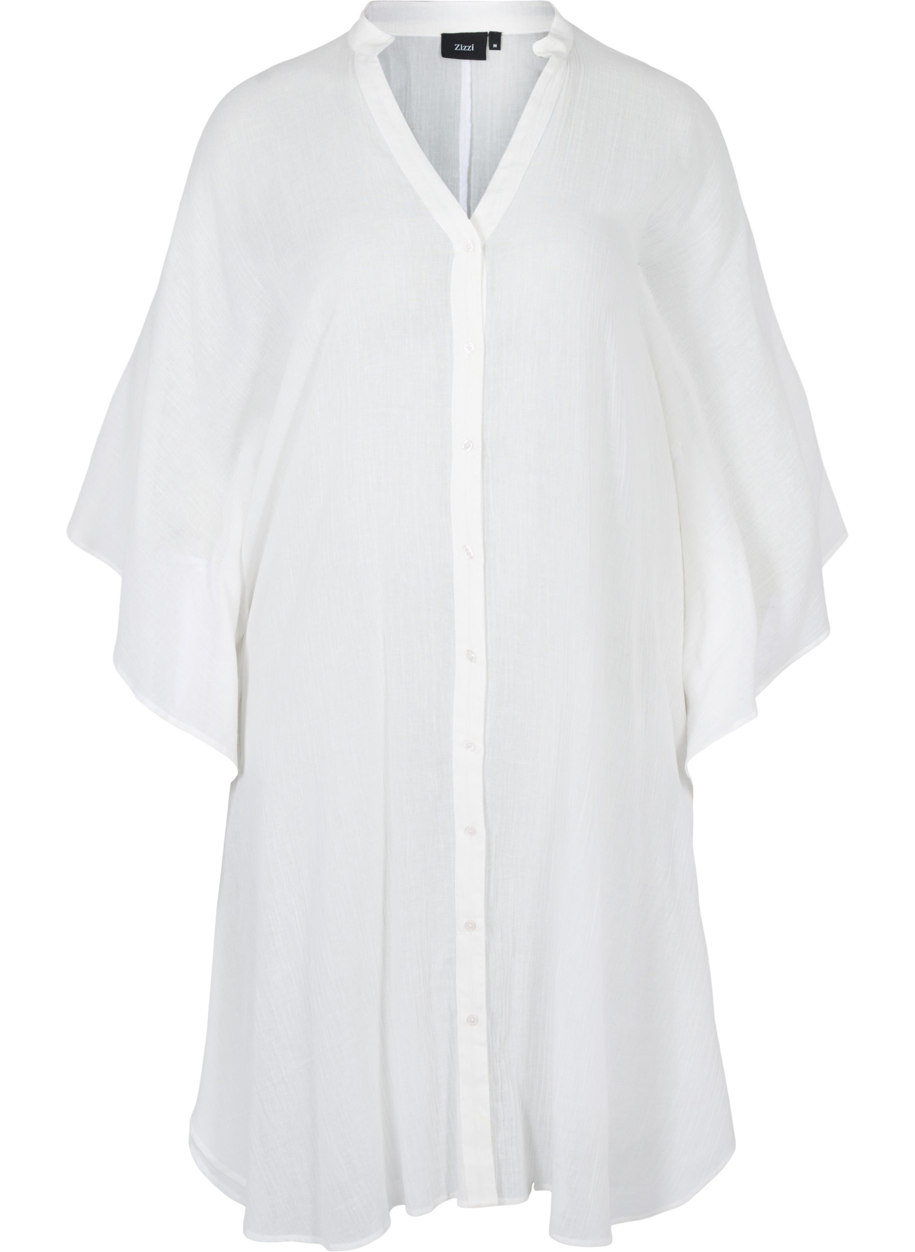 Strandkleid aus Baumwolle mit Knopfverschluss, Bright White, Packshot
