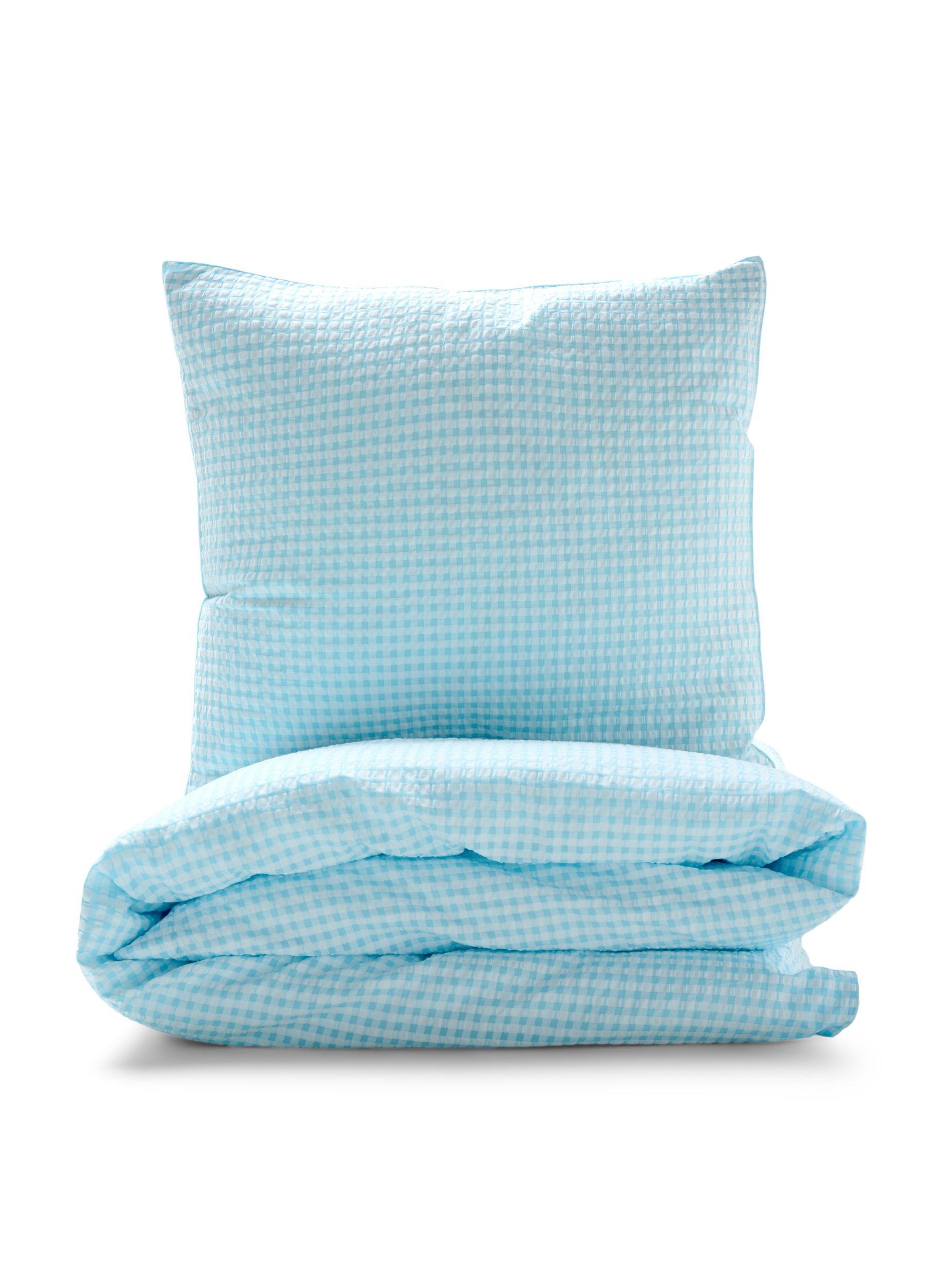 Kariertes Bettwäsche-Set aus Baumwolle, Blue/White Check
