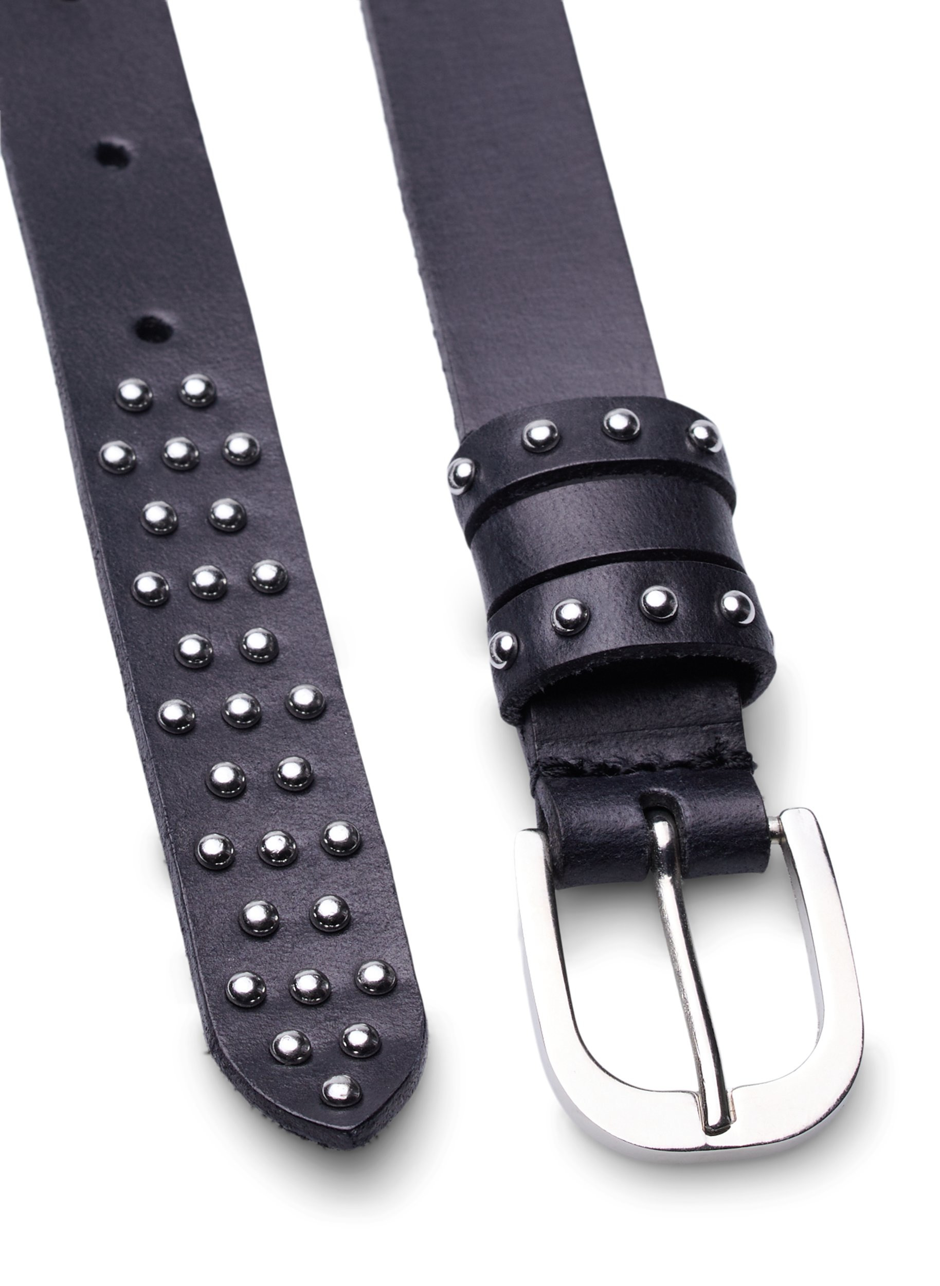 Ledergürtel mit Nieten, Black, Packshot image number 2