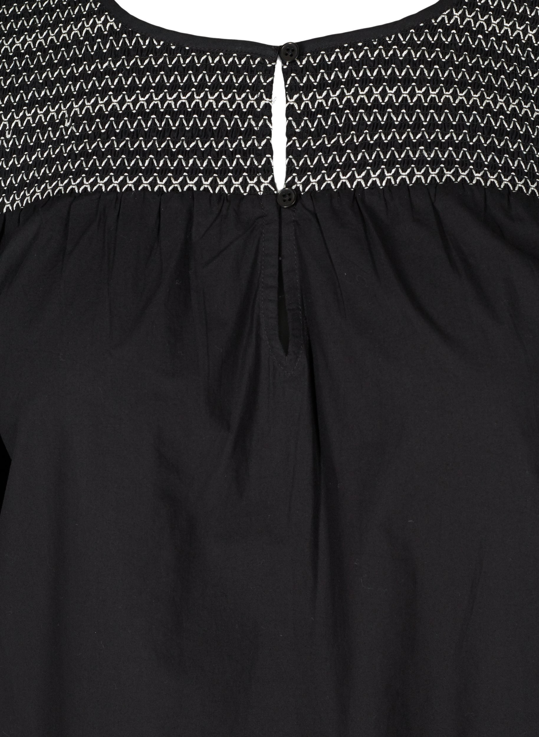 Baumwollkleid mit Smock und A-Linie, Black, Packshot image number 2