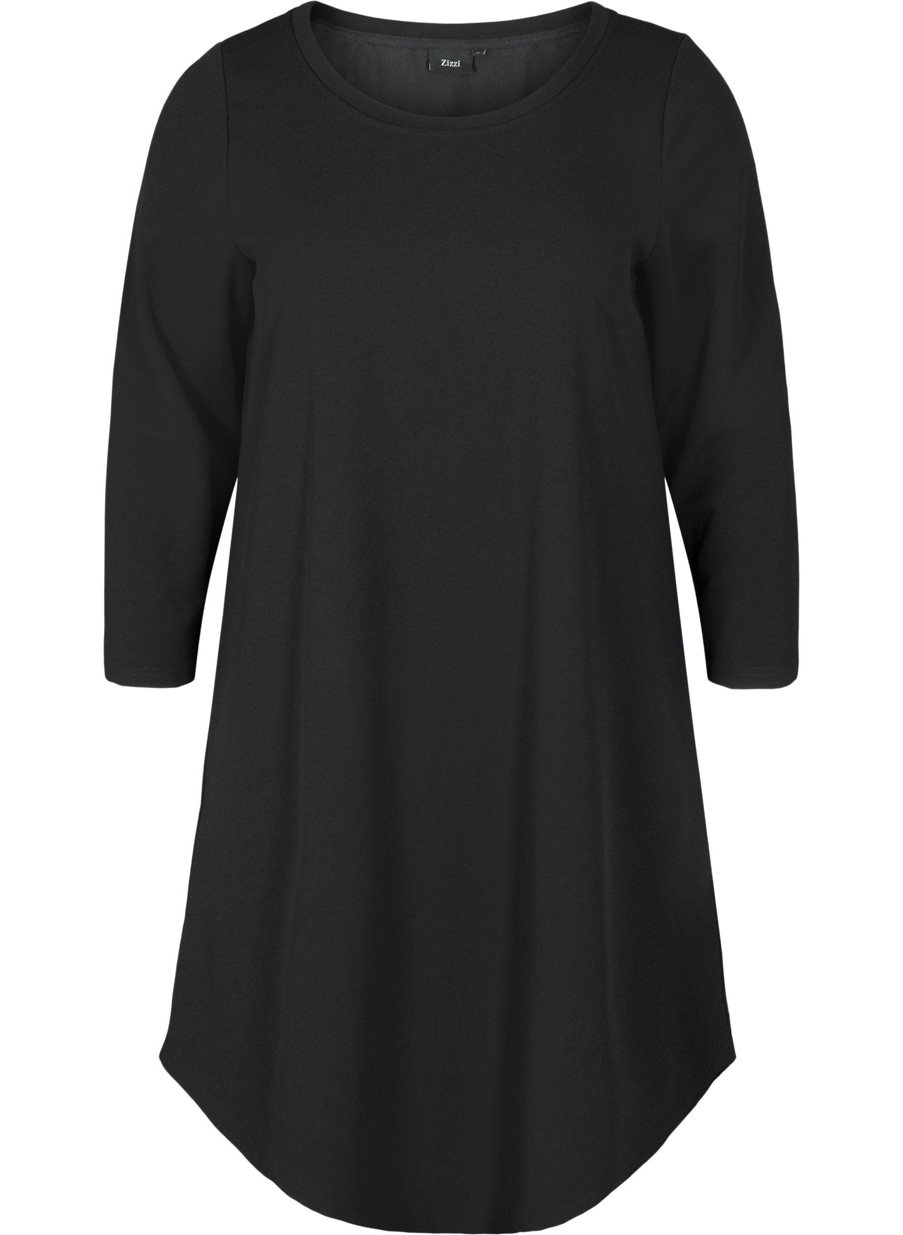 Einfarbiges Kleid mit A-Linie, Black, Packshot image number 0