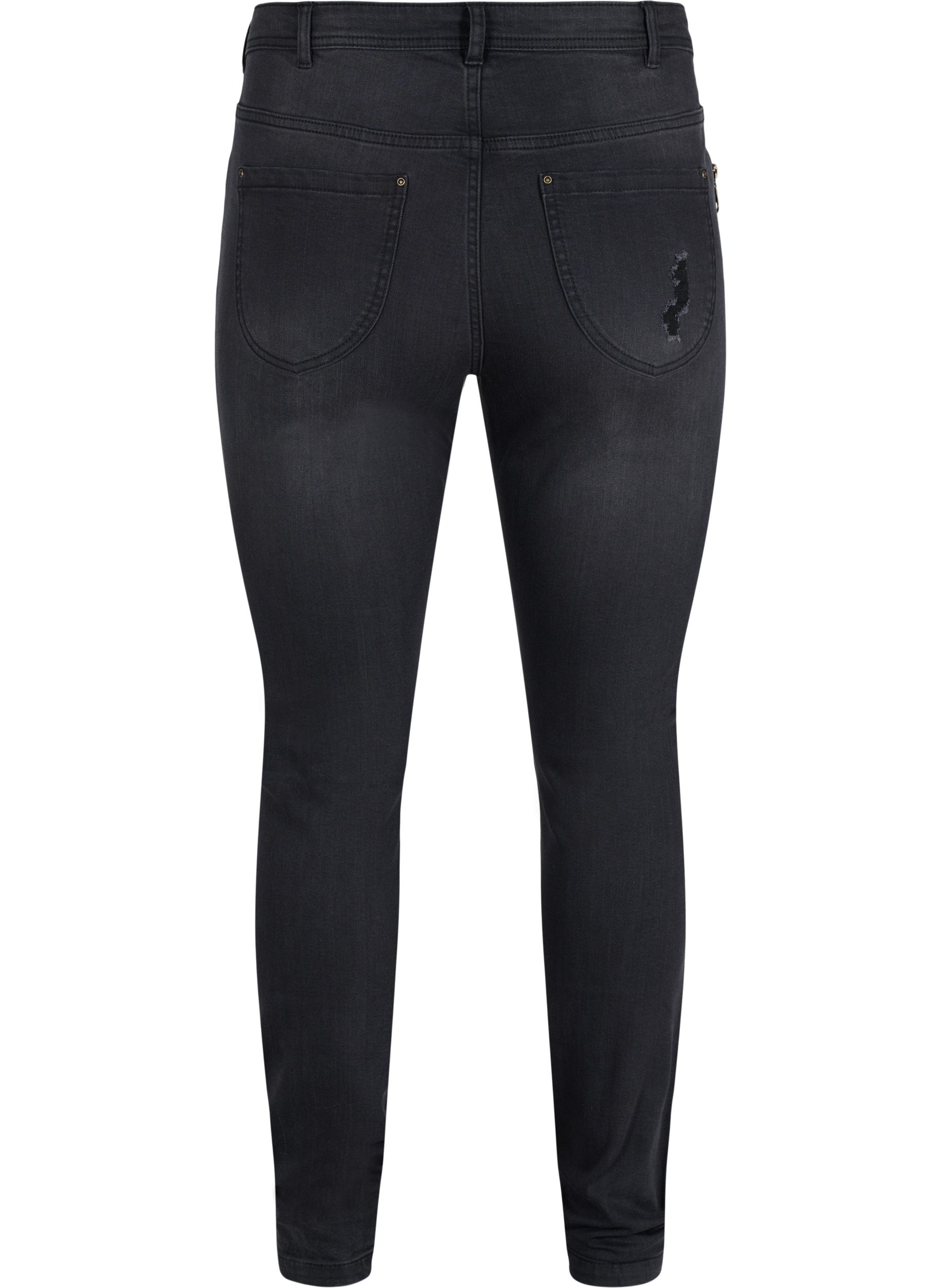 Super Slim Amy Jeans mit Schlitz und Knöpfen, Grey Denim, Packshot image number 1