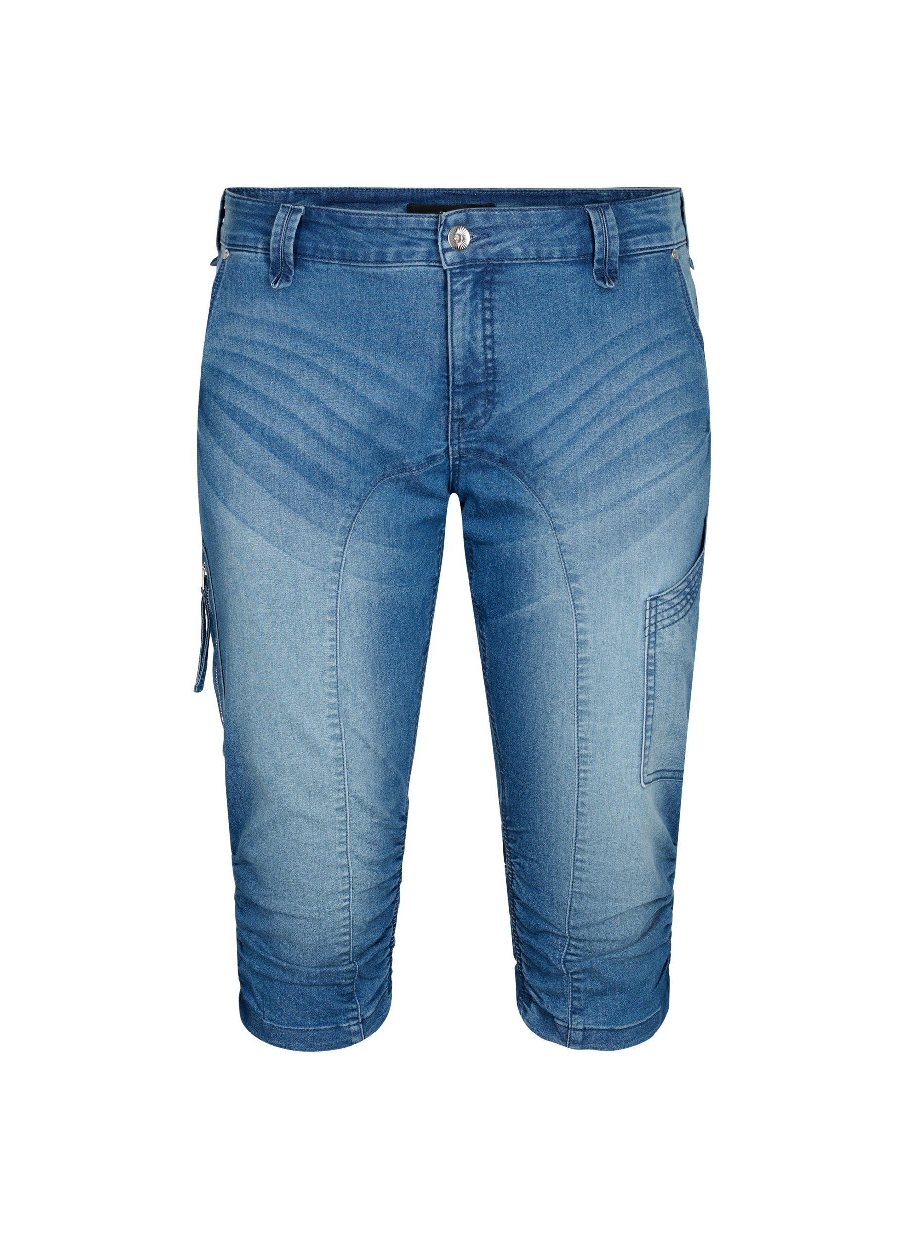 Slim Fit Caprijeans mit Taschen, Light blue denim, Packshot image number 0