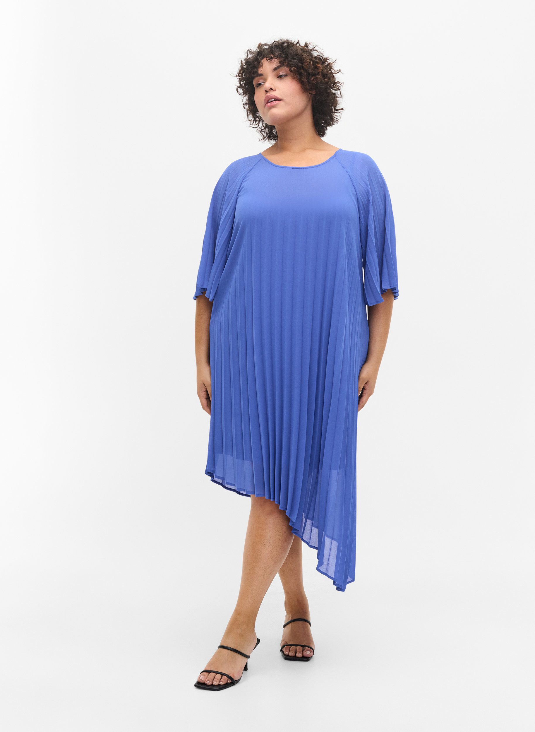 Kleid mit 2/4 Ärmeln und A-Linie, Dazzling Blue, Model image number 2