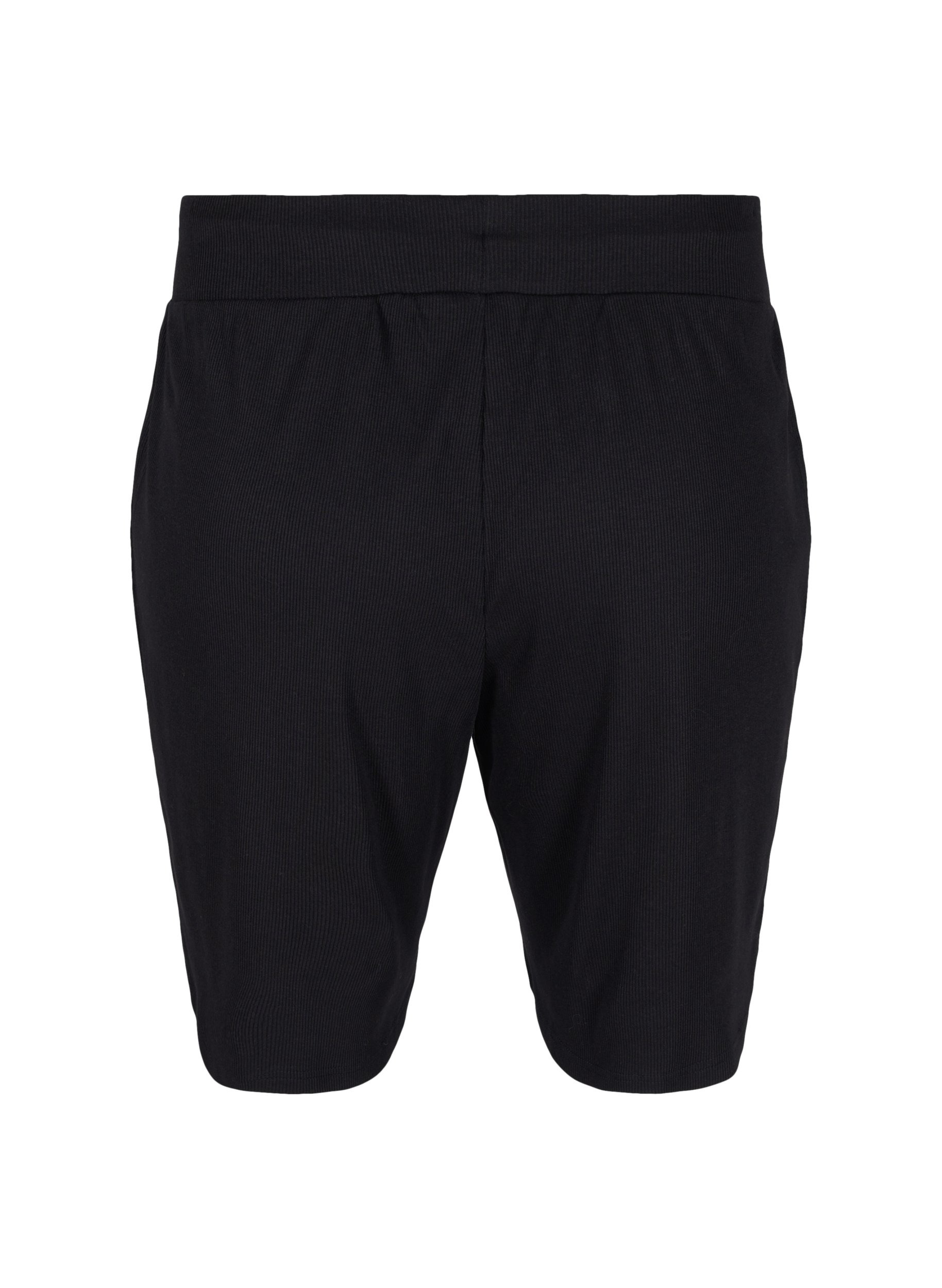 Lockere Shorts mit Ripp, Black, Packshot image number 1