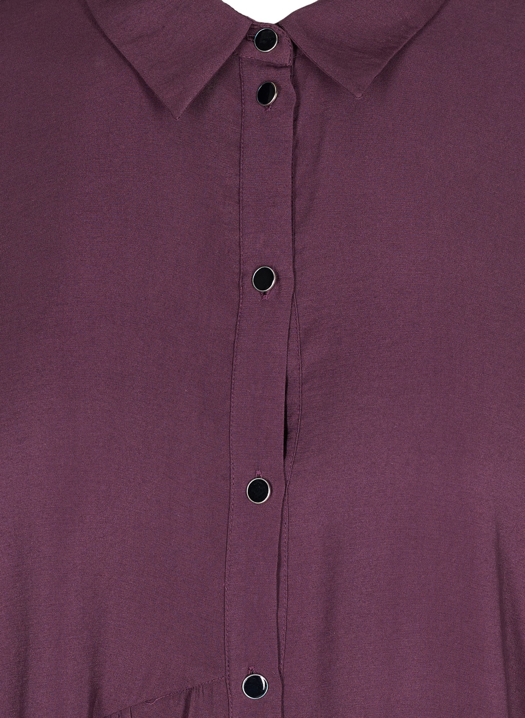 Einfarbiges Hemdkleid mit A-Linie, Plum Perfect, Packshot image number 2