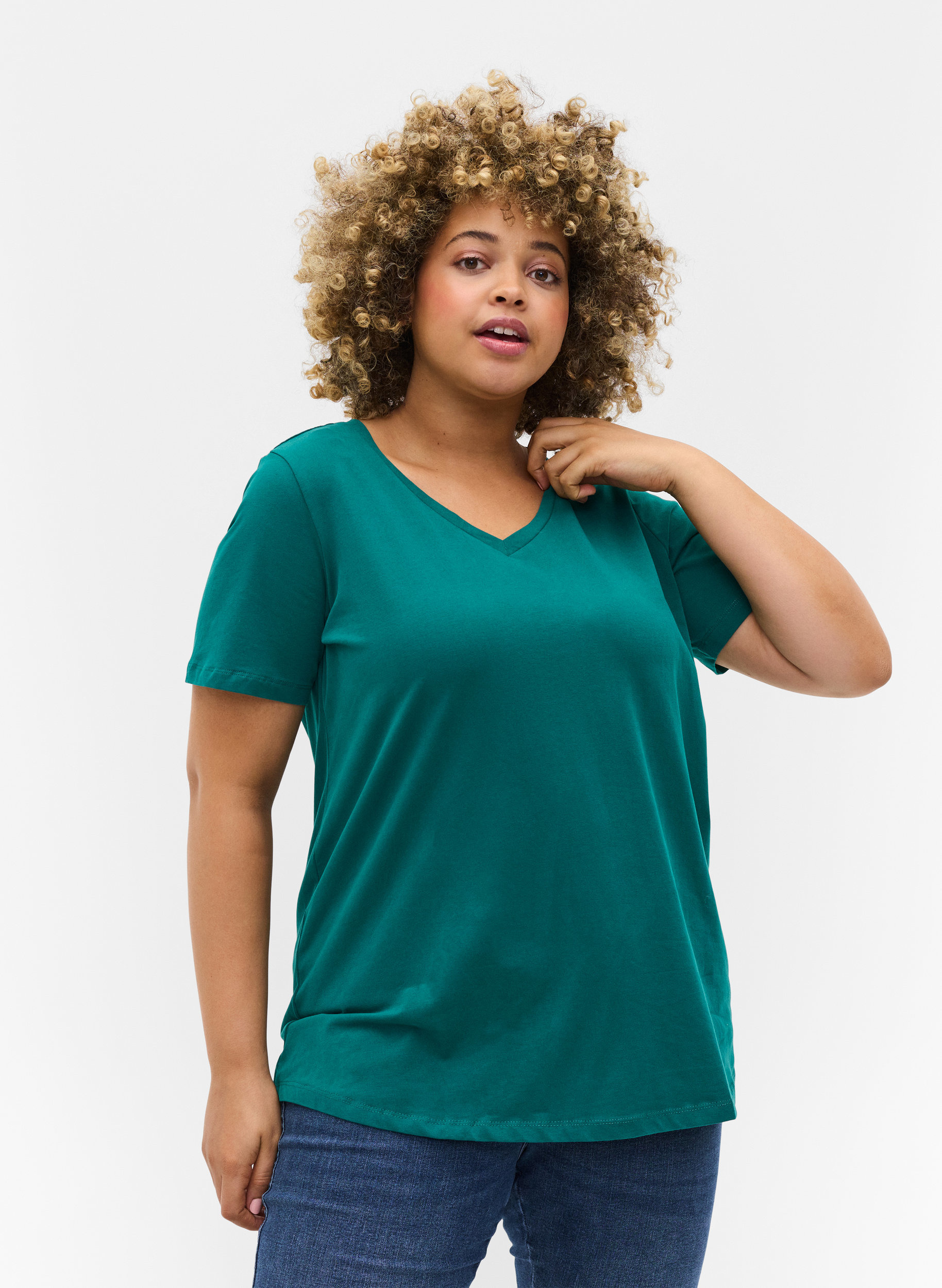 Basic T-Shirt, Teal Green, Model image number 0