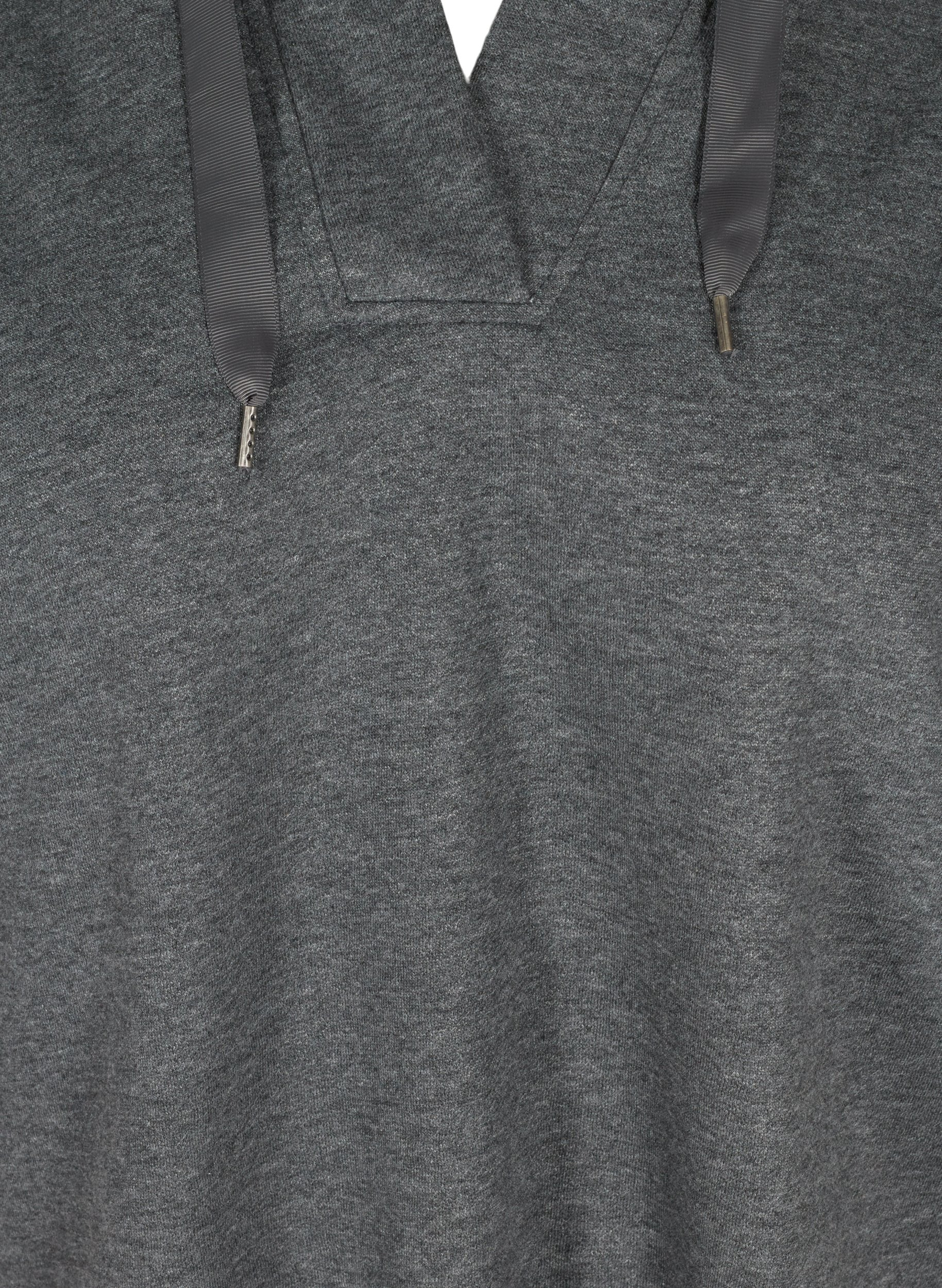 Sweatshirt mit Kapuze und Schlitz, Dark Grey Melange, Packshot image number 2