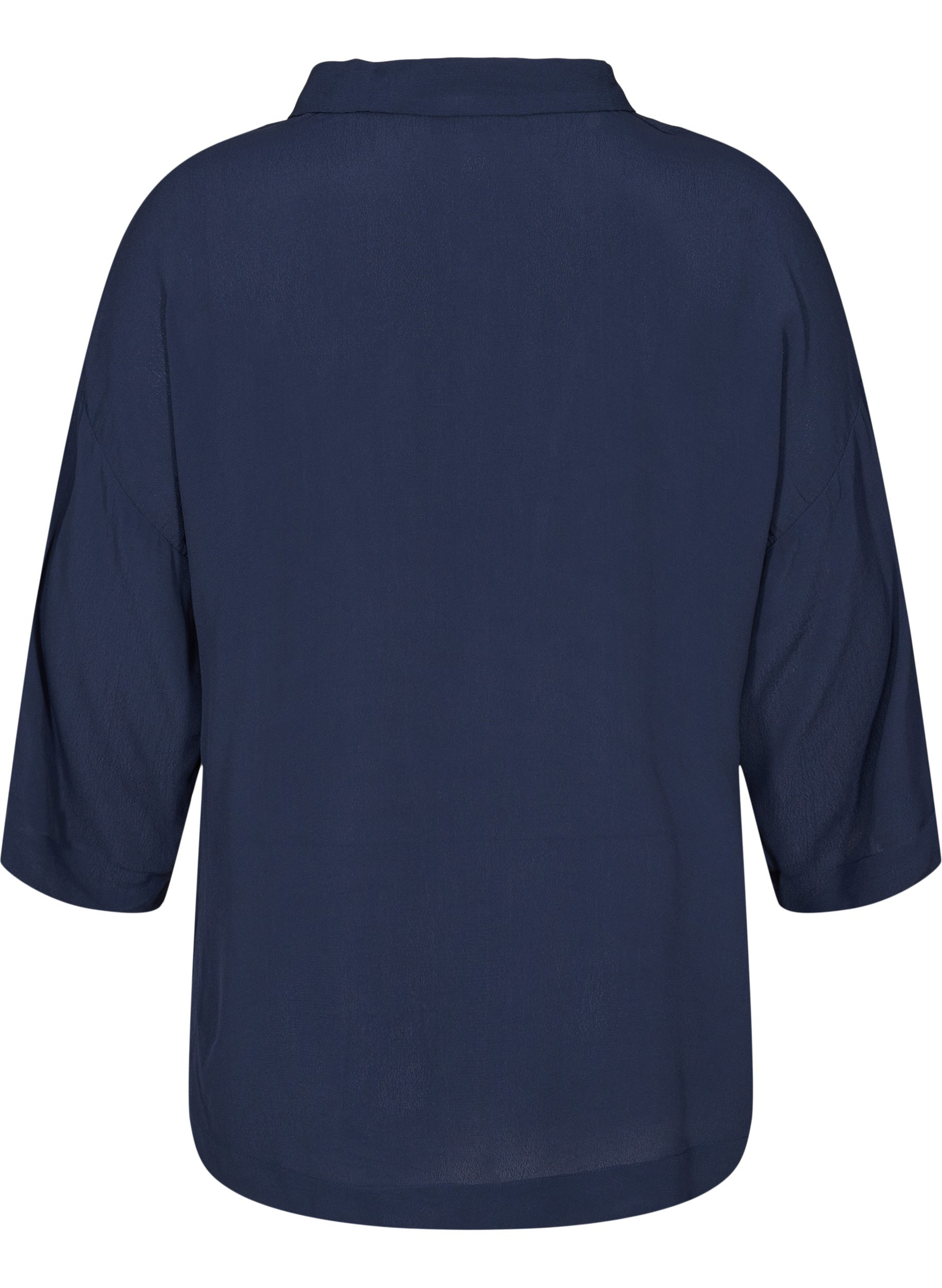 Hemdbluse aus Viskose mit 3/4-Ärmeln, Navy Blazer, Packshot image number 1