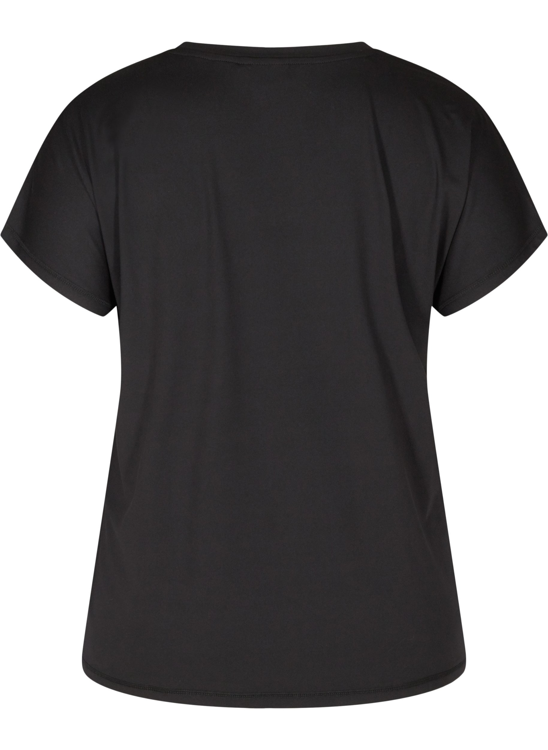 Kurzarm Trainings-T-Shirt mit V-Ausschnitt, Black, Packshot image number 1