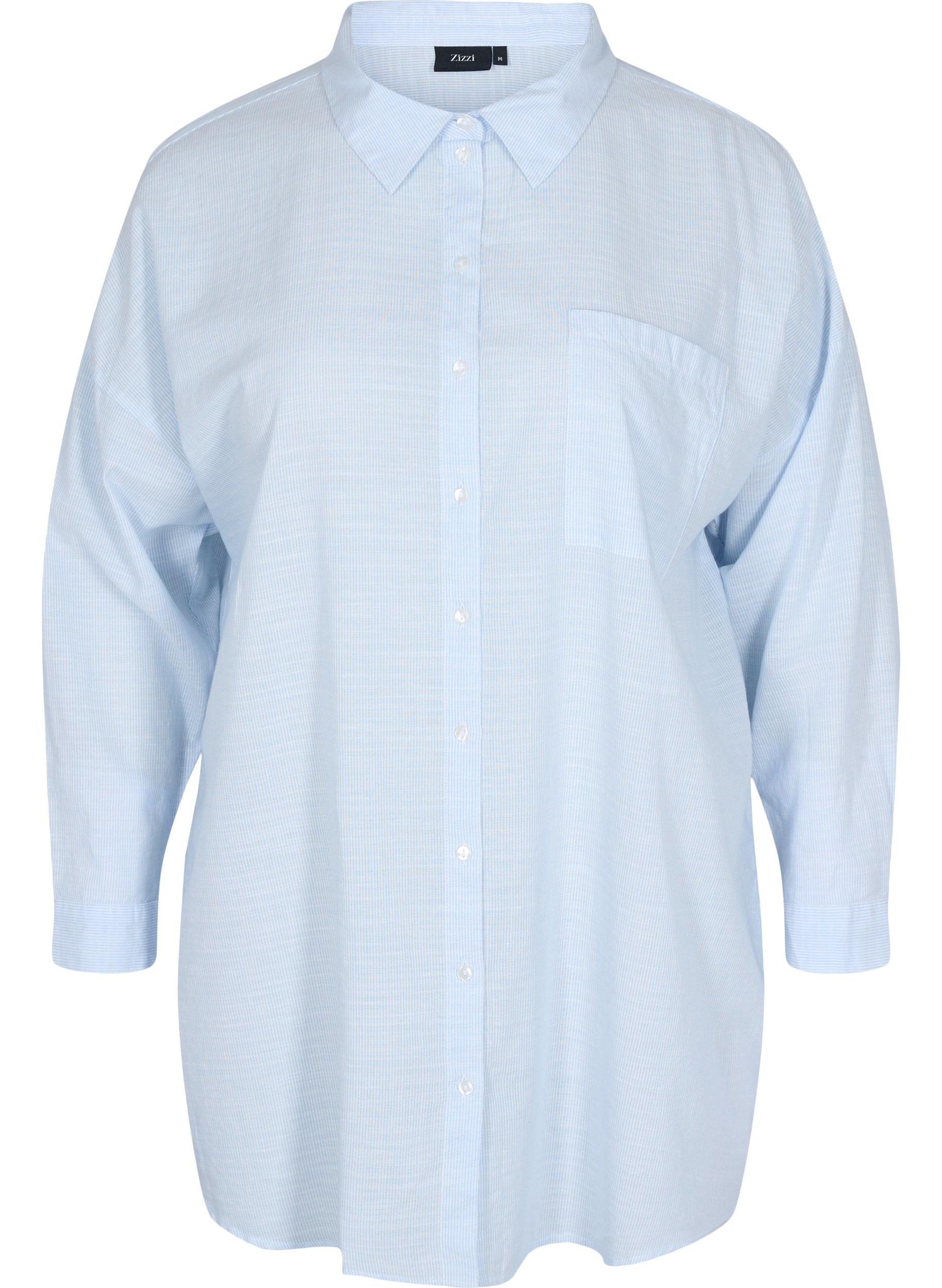 Gestreiftes Schlafshirt aus Baumwolle, White w. Blue Stripe, Packshot image number 0