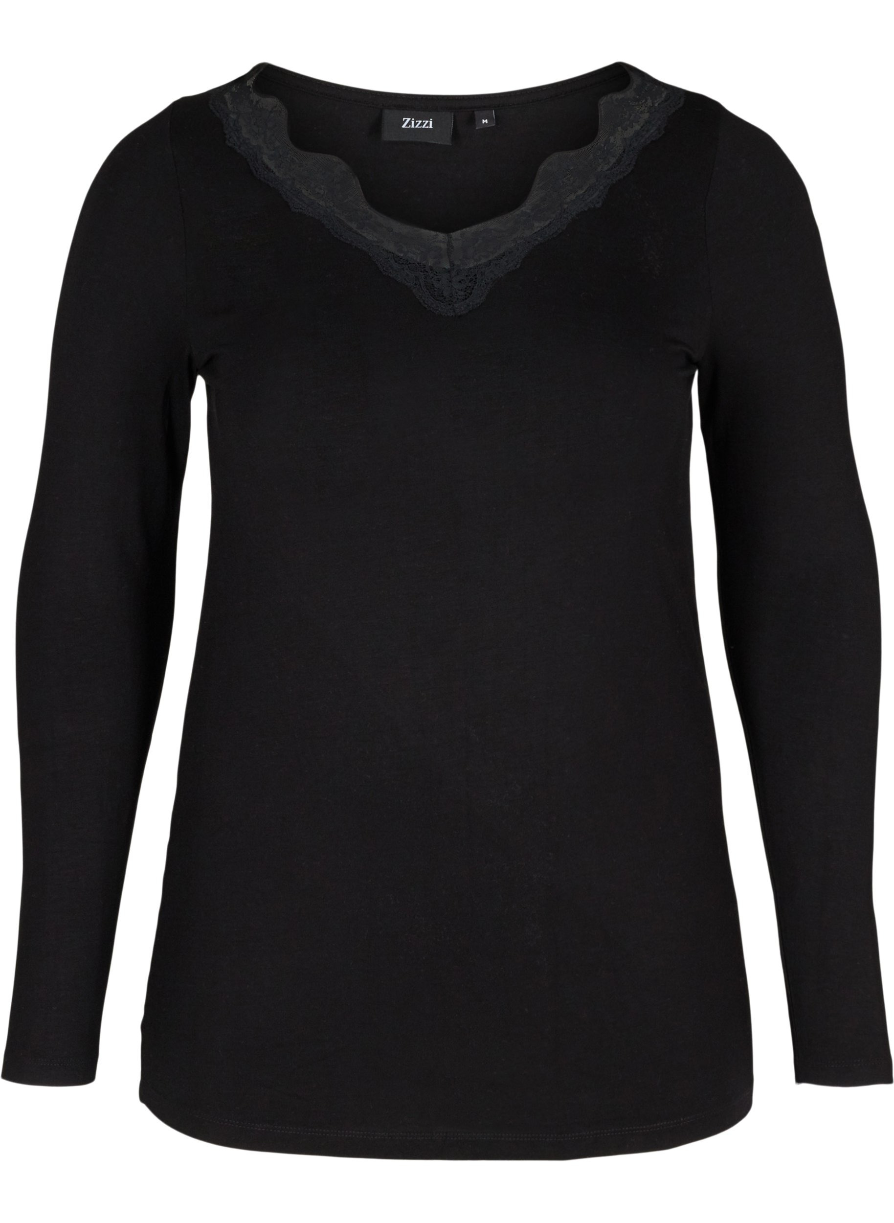 Nachtshirt aus Viskose mit V-Ausschnitt und Spitze, Black, Packshot image number 0