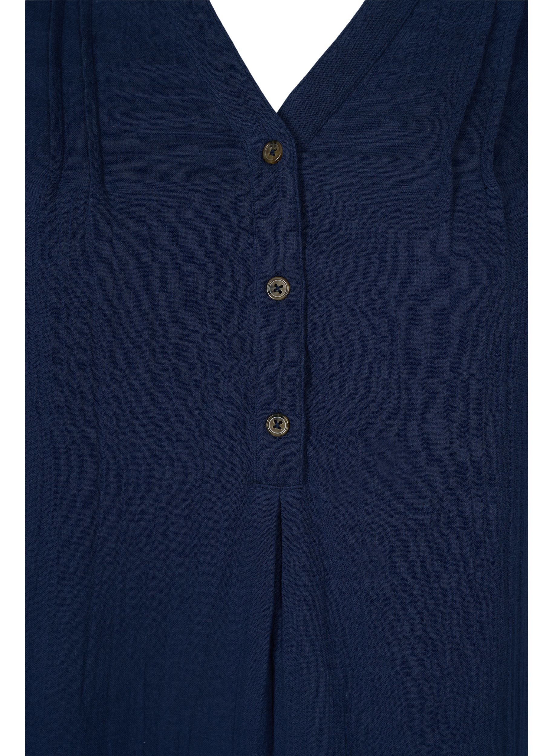 Baumwollkleid mit 3/4-Ärmeln, Navy Blazer, Packshot image number 2
