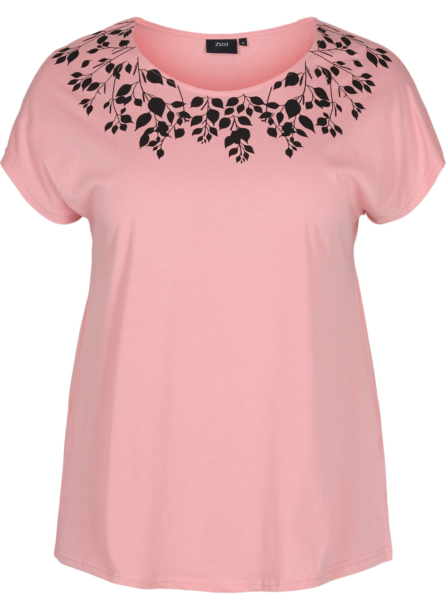 T-Shirt aus Baumwolle mit Printdetails, Blush mel Leaf, Packshot image number 0