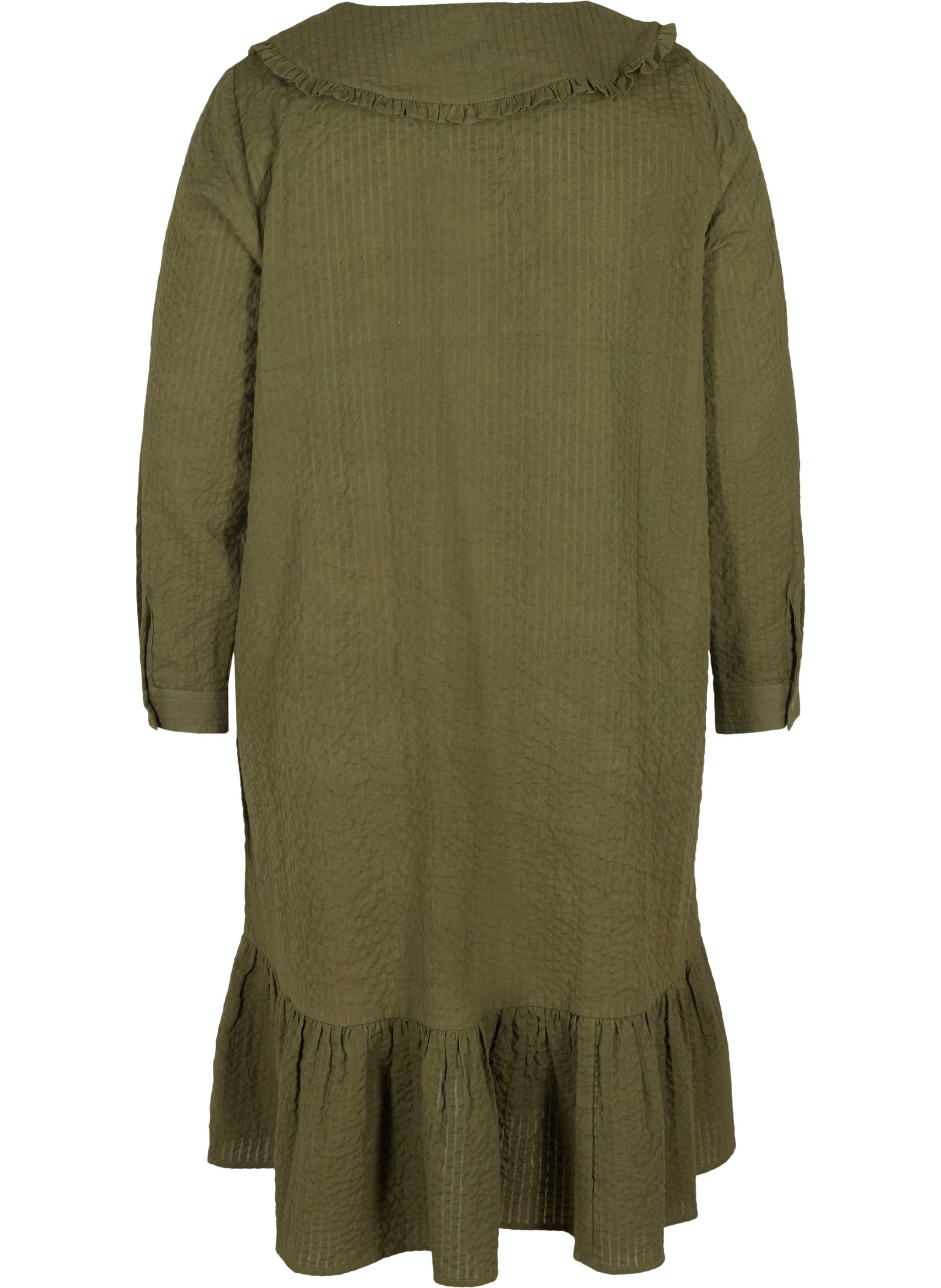 Kleid aus Baumwolle mit großem Rüschenkragen, Forest Night, Packshot image number 1