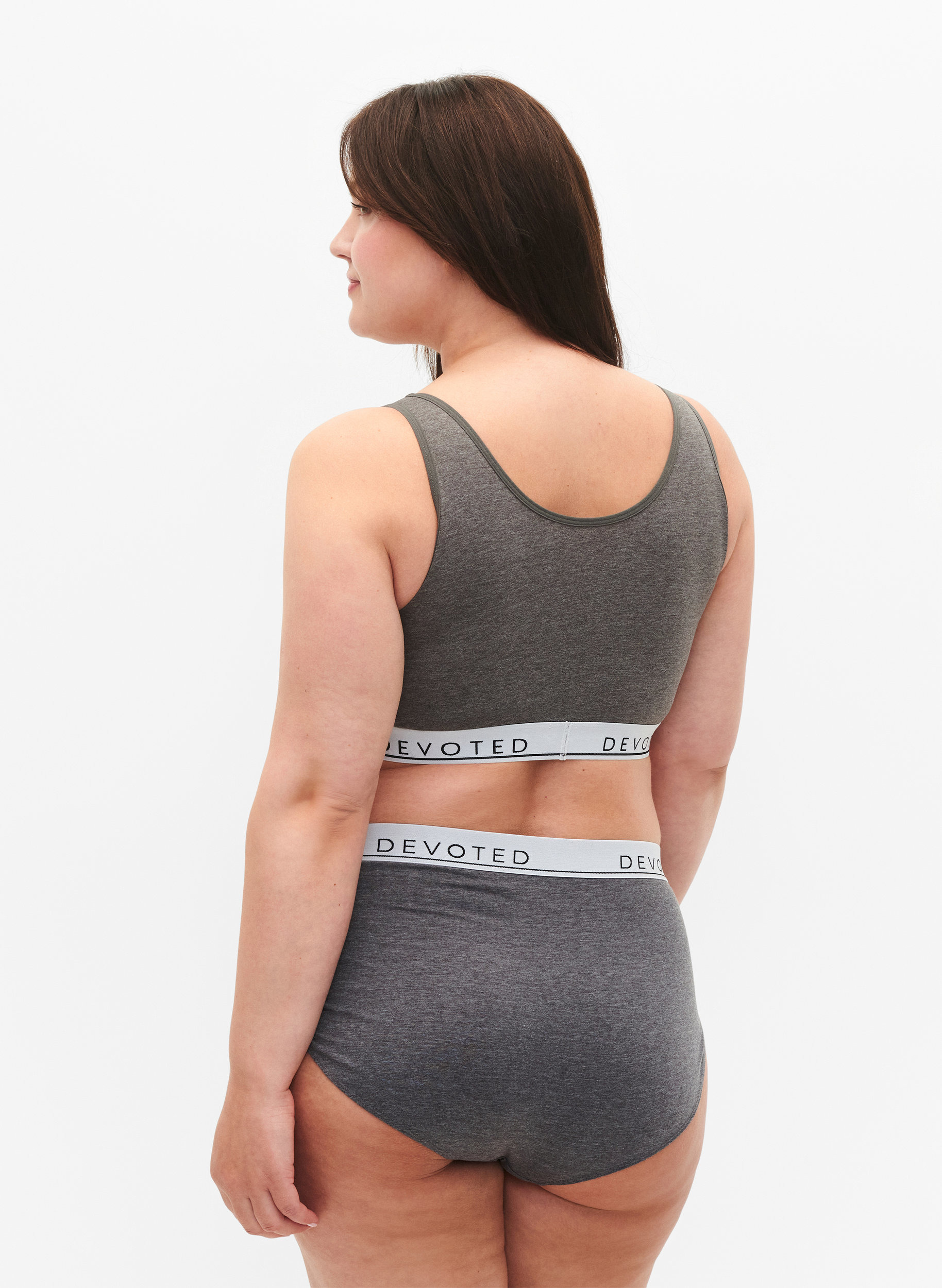 Melierter Slip mit regulärer Taille, Medium Grey Melange, Model