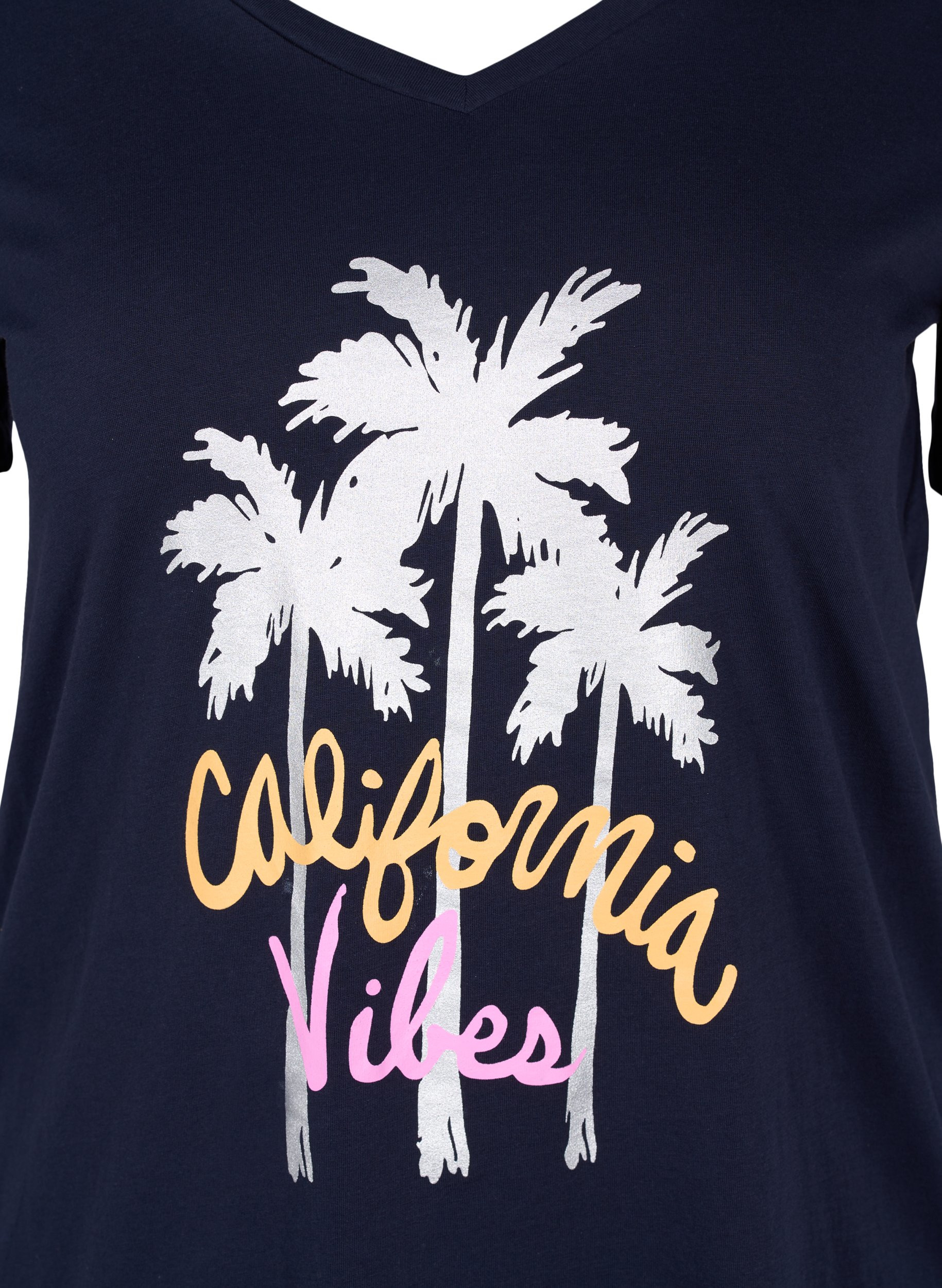 T-Shirt aus Baumwolle mit V-Ausschnitt, Night Sky California, Packshot image number 2