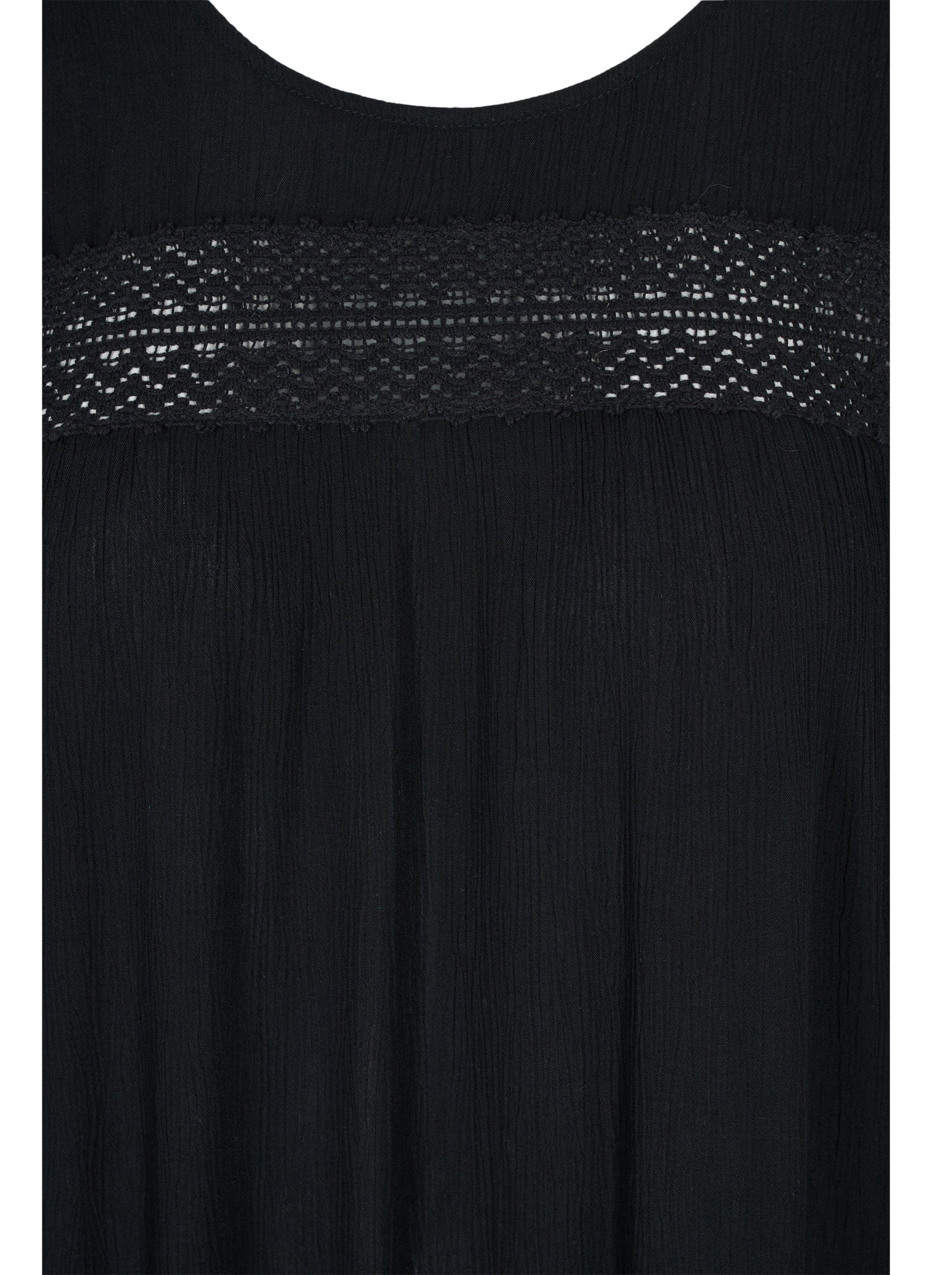 Viskosekleid mit Spitzendetails, Black, Packshot image number 2