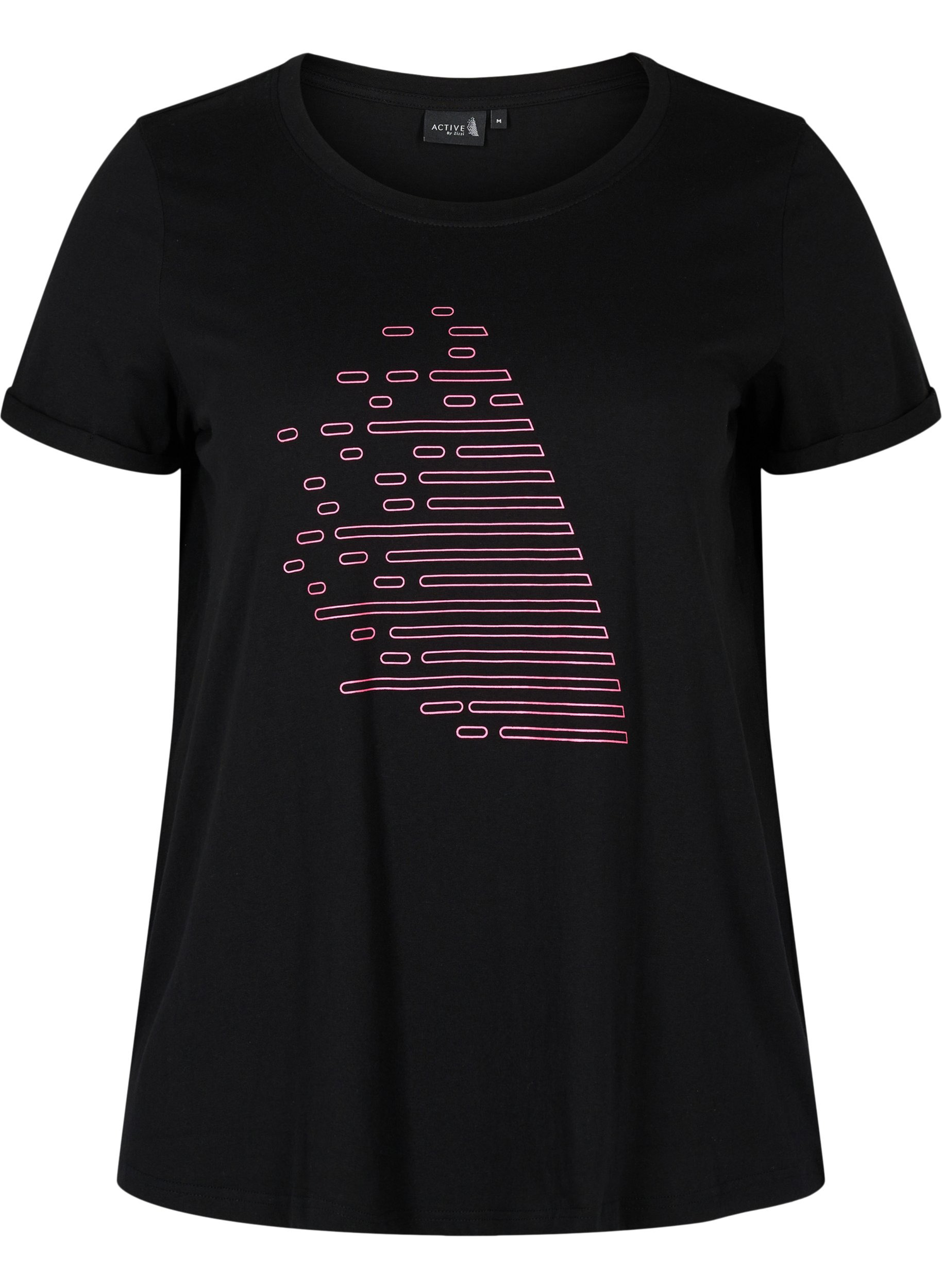 Trainings-T-Shirt mit Print, Black Diva Pink, Packshot image number 0