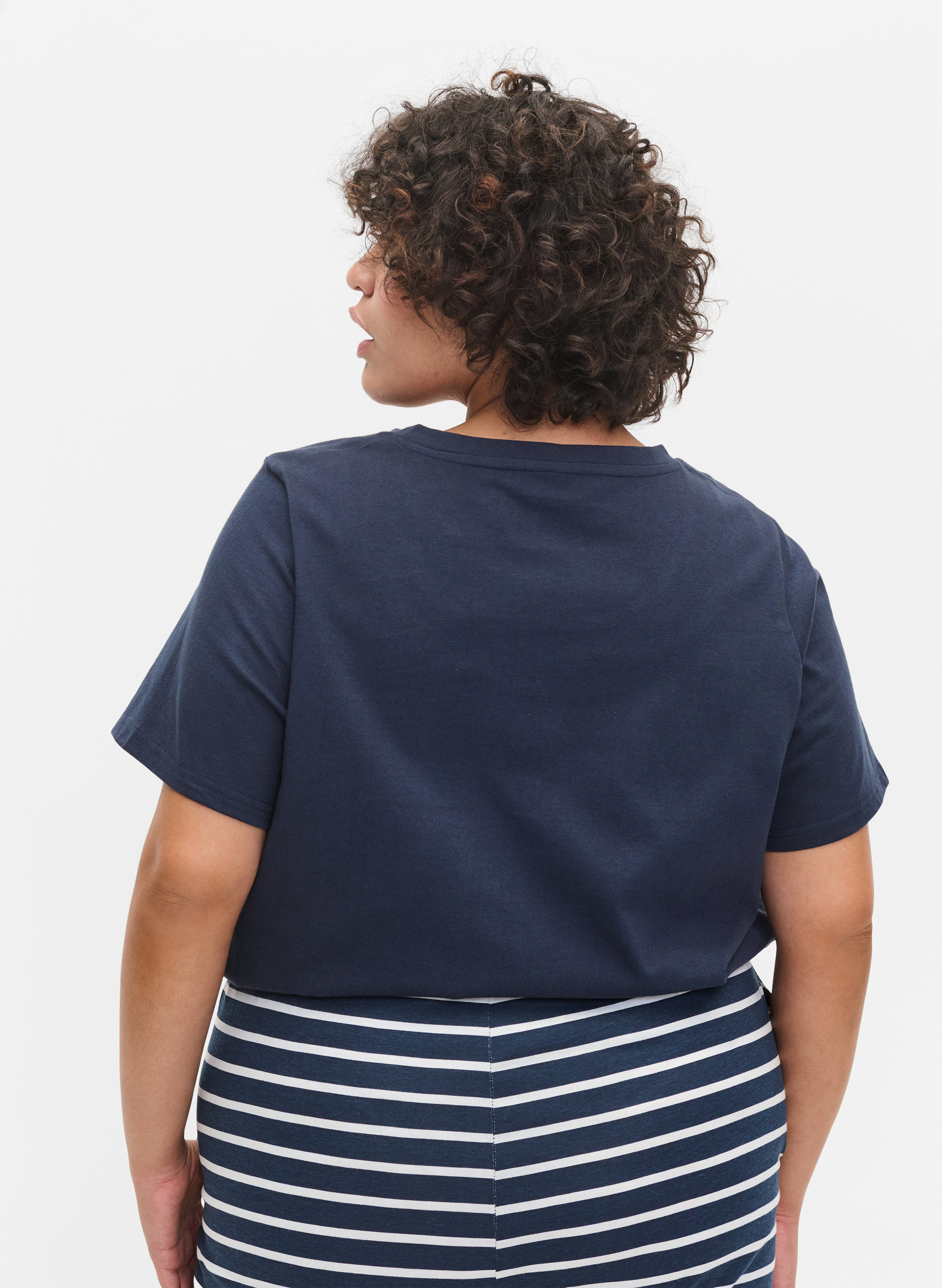 Kurzarm Pyjama-T-Shirt aus Baumwolle, Navy Blazer w. Heart, Model image number 1