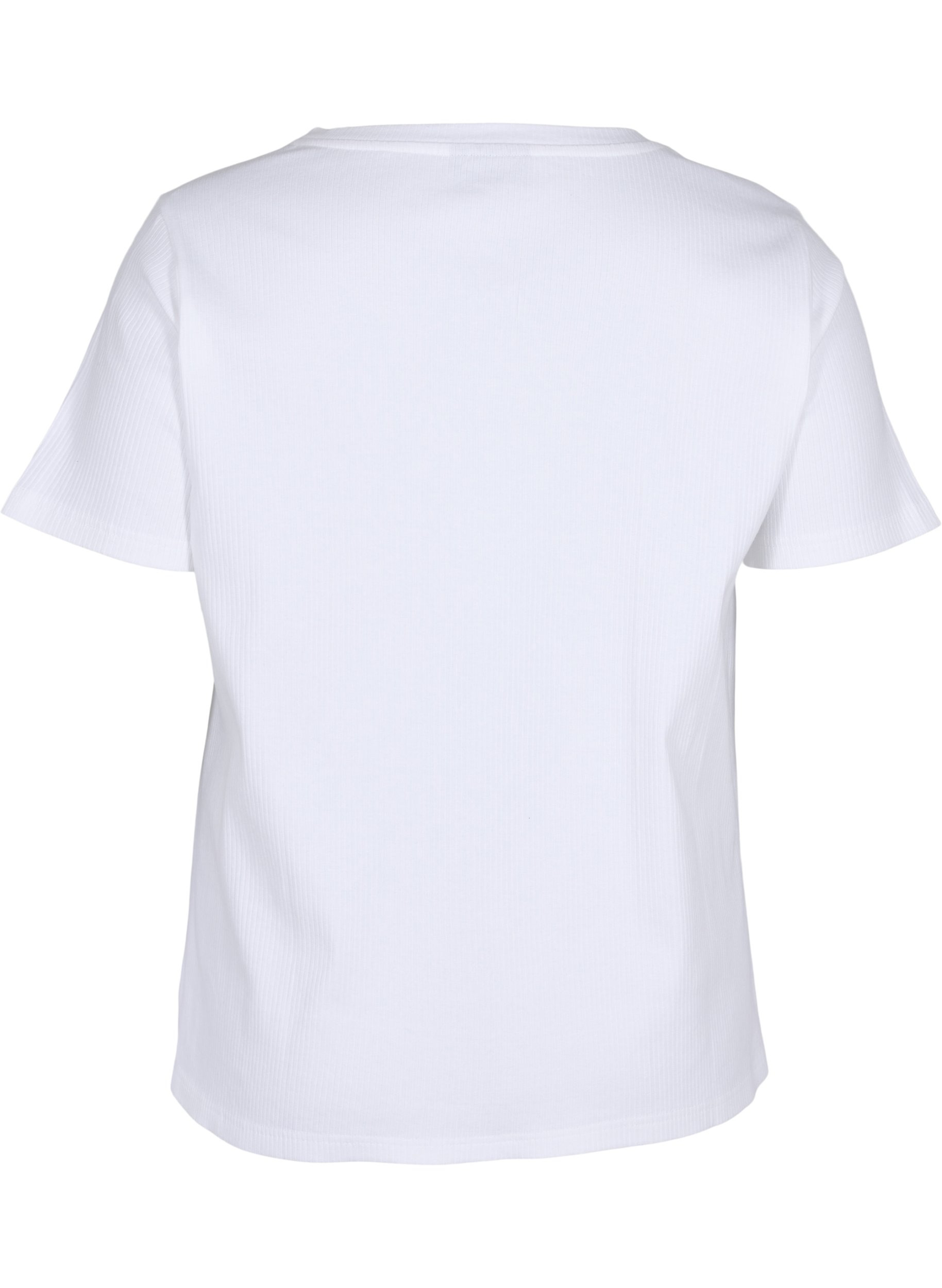 T-Shirt aus Baumwolle mit Rippstruktur, Bright White, Packshot image number 1